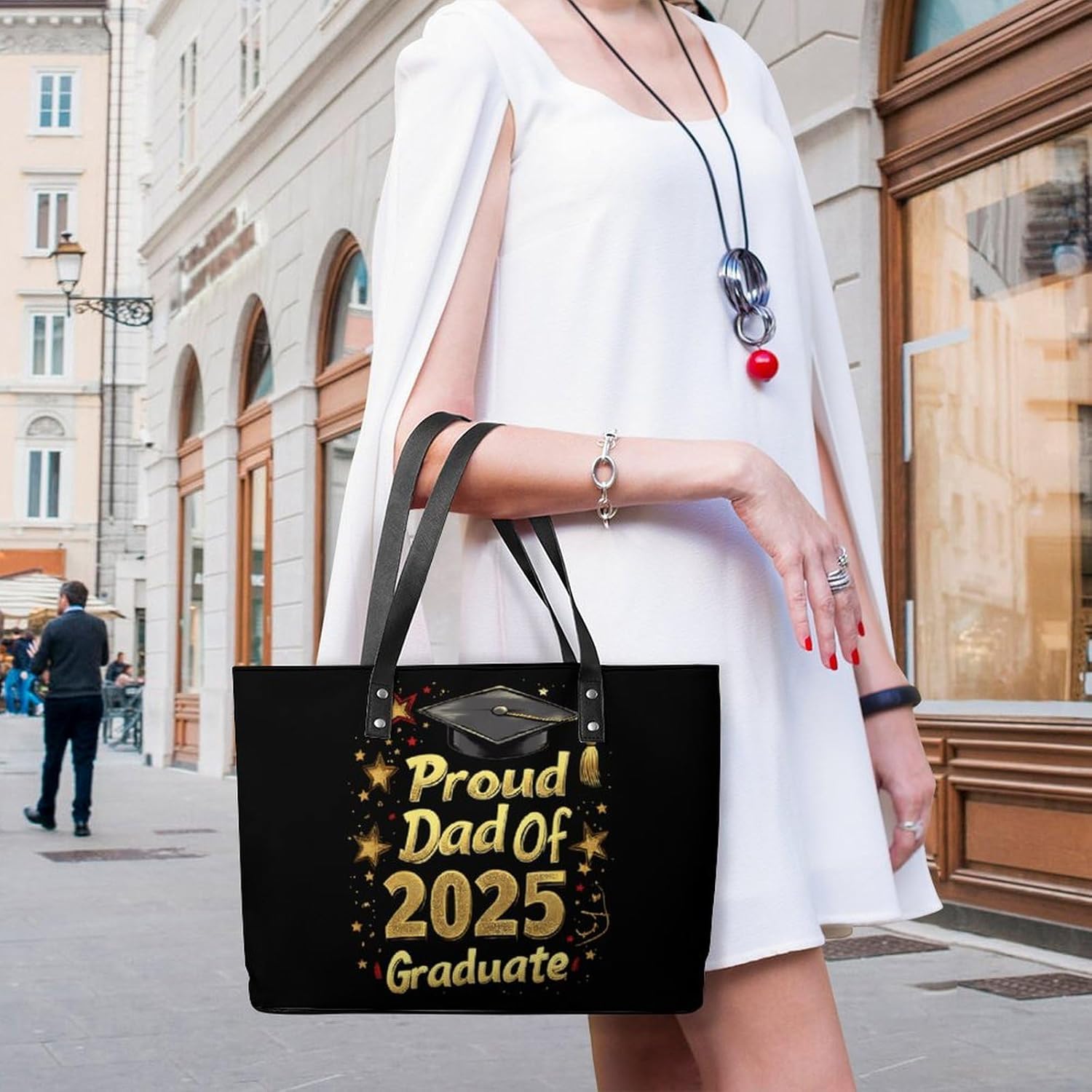 Proudful DAD of 2025 Graduate Women's Satchel Handbags Tote Shoulder Bag Purses for Travel Shopping Work