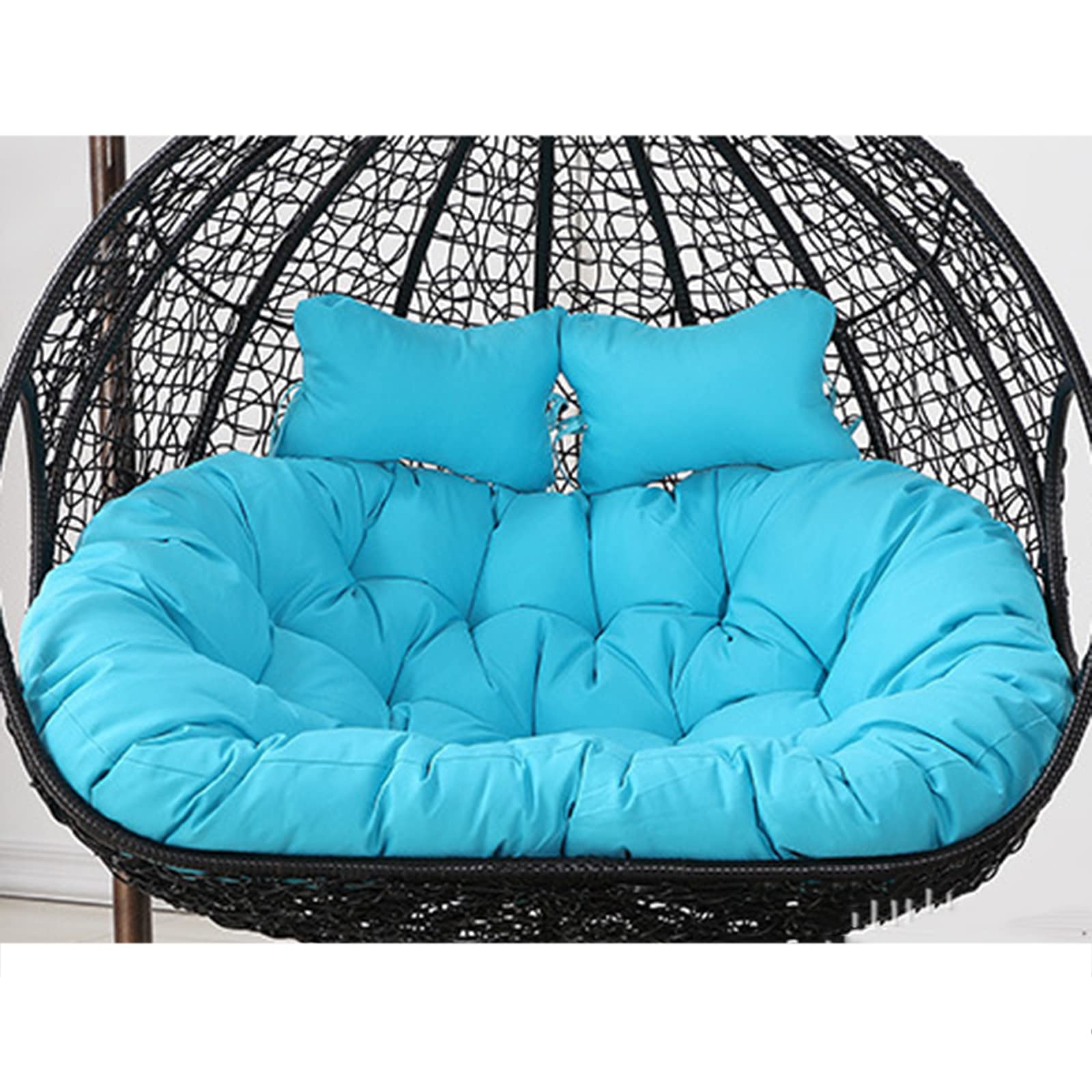 Double Egg Hanging Chair Cushion Only, 2 Person Swing Chair Cushion Waterproof, Washable Hanging Basket Seat Cushion, 16cm/6.3in Thick 2 Seater Chair Cushion for Outdoor Indoor(Color:Blue)
