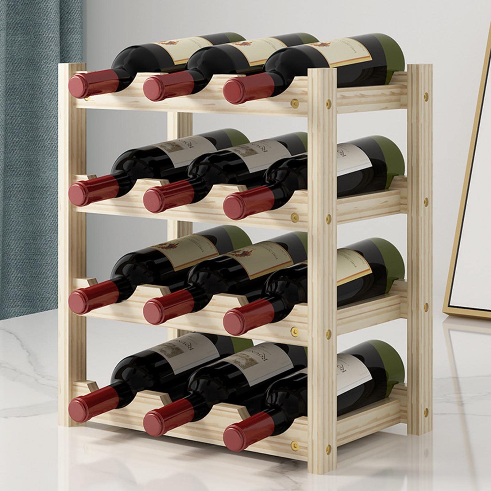 Drewniany stojak na wino 2/3/4 poziomy – elegancki stojak ekspozycyjny na imprezę domową i stylowa półka do przechowywania wina, drewniane akcesoria do wina do dekoracji i na prezent