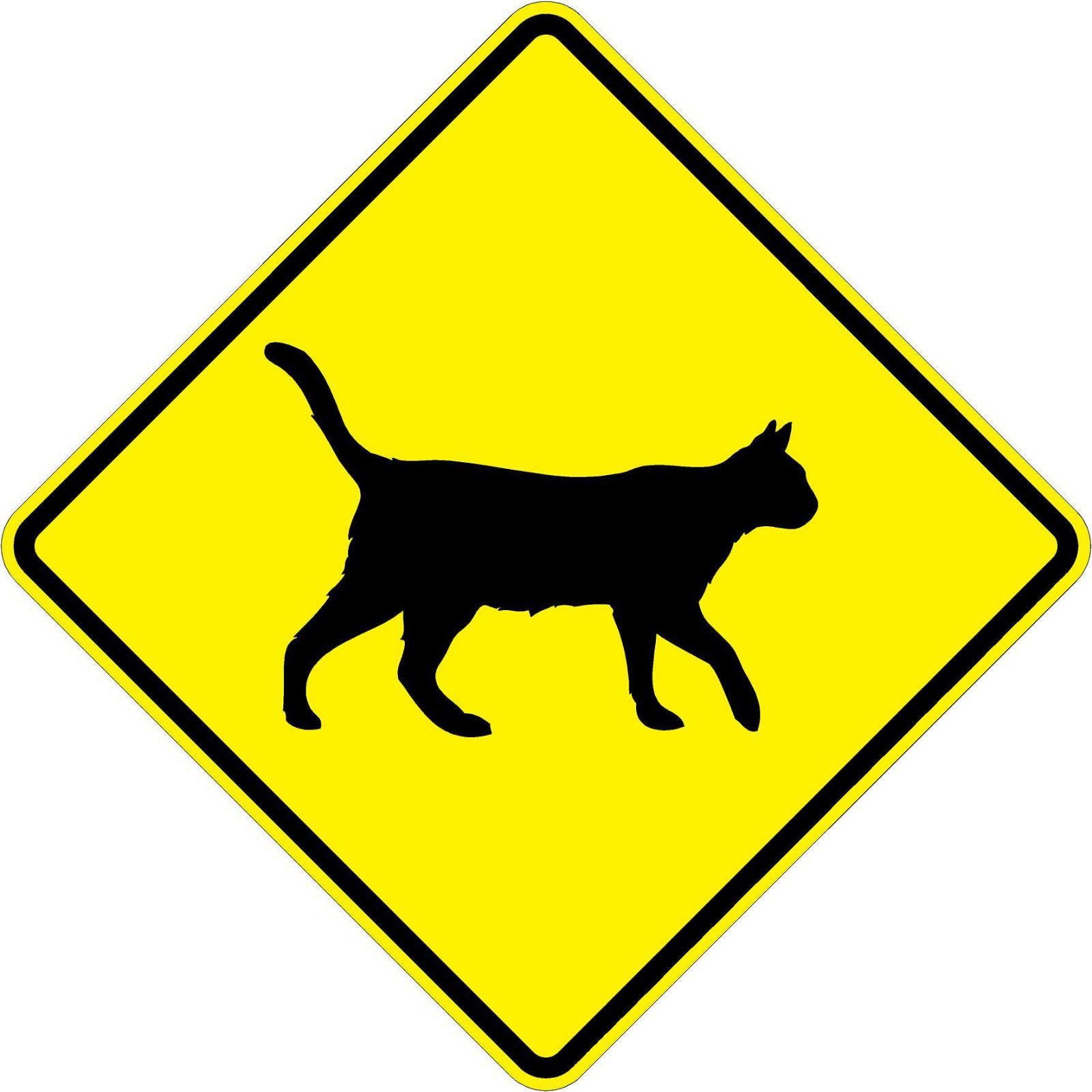 Municipal Supply & Sign Co Cat Crossing Symbol - Eye-Catching 18 x 18 Warning Signs with 3M High Intensity Prismatic Reflective Sheeting. A Genuine Safety Sign Backed by a Solid 10-Year 3M Warranty