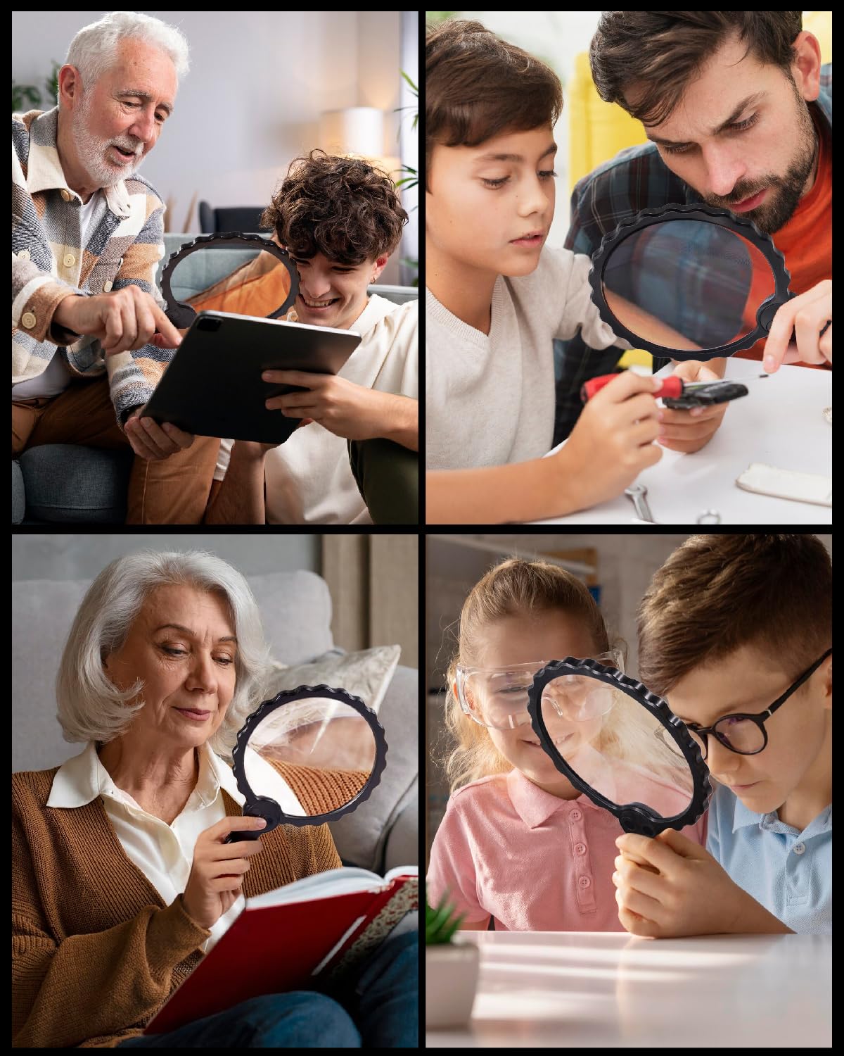 HEMONNKAM 5X Handheld Magnifying Glass, 6.1IN Large Viewing Area Loupe Magnifier for Reading and Close Work, Black - Image 2