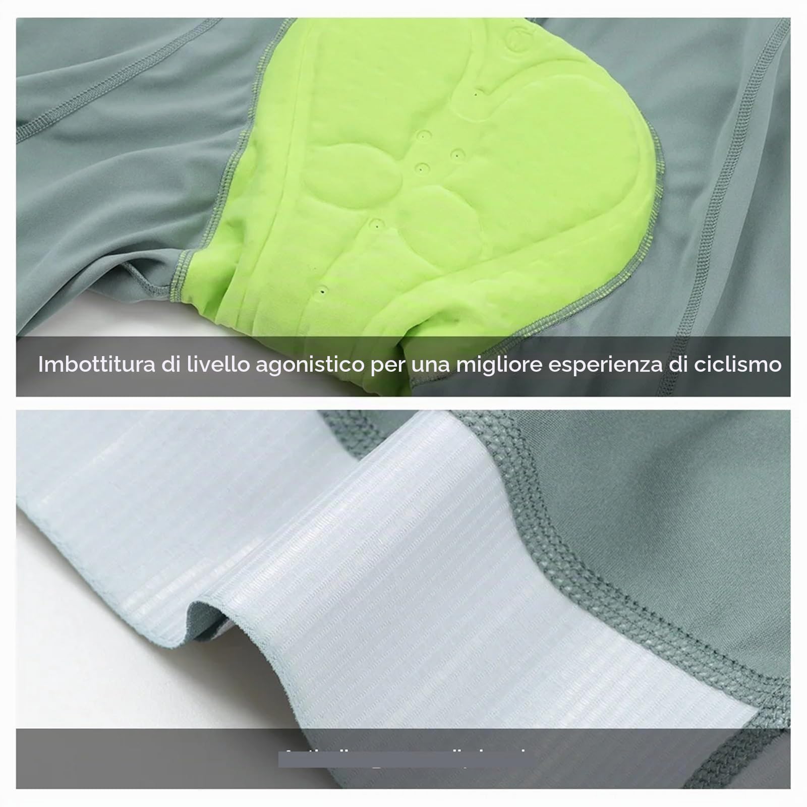 Salopette Ciclismo Uomo Pantaloncini con bretelle da ciclismo da uomo, calzamaglia da bicicletta, abbigliamento da bici, fondello 6 ore, pettorali da equitazione, lunga distanza per Ciclismo(White,XXL