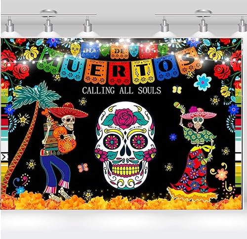 Día de los Muertos - Fondo de fotografía para fiesta de rosas, calavera de azúcar mexicana, fiesta, caléndula, carnaval, fiesta de baile, fiesta,
