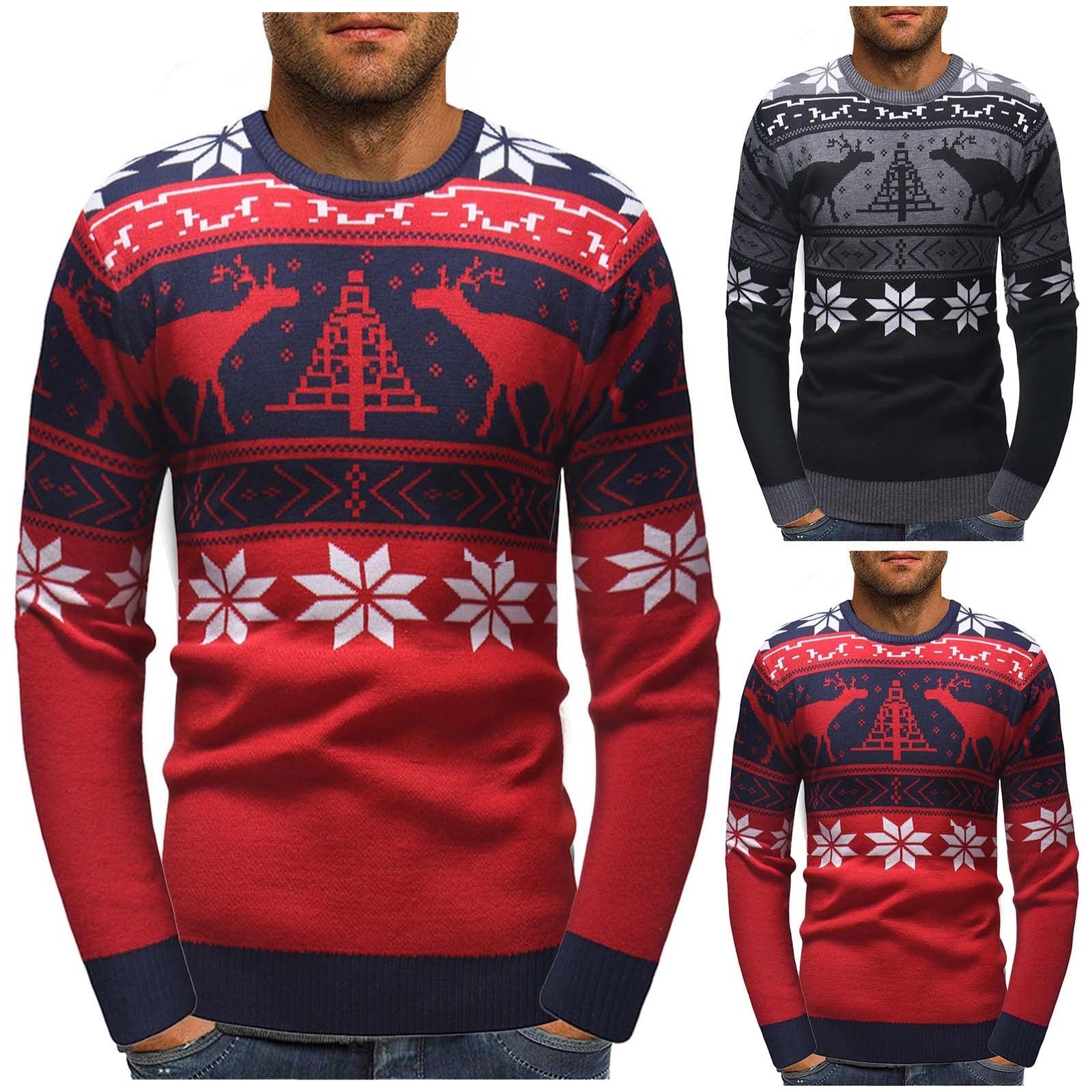 Maglione Uomo Natale, Maglia Natalizia Uomo Maglioni Brutti Di Natale Cotone Maglione Uomo Invernale Natalizio Girocollo Maglione Lungo Inverno Maglioni Di Natale Famiglia Per Feste Di Vacanza