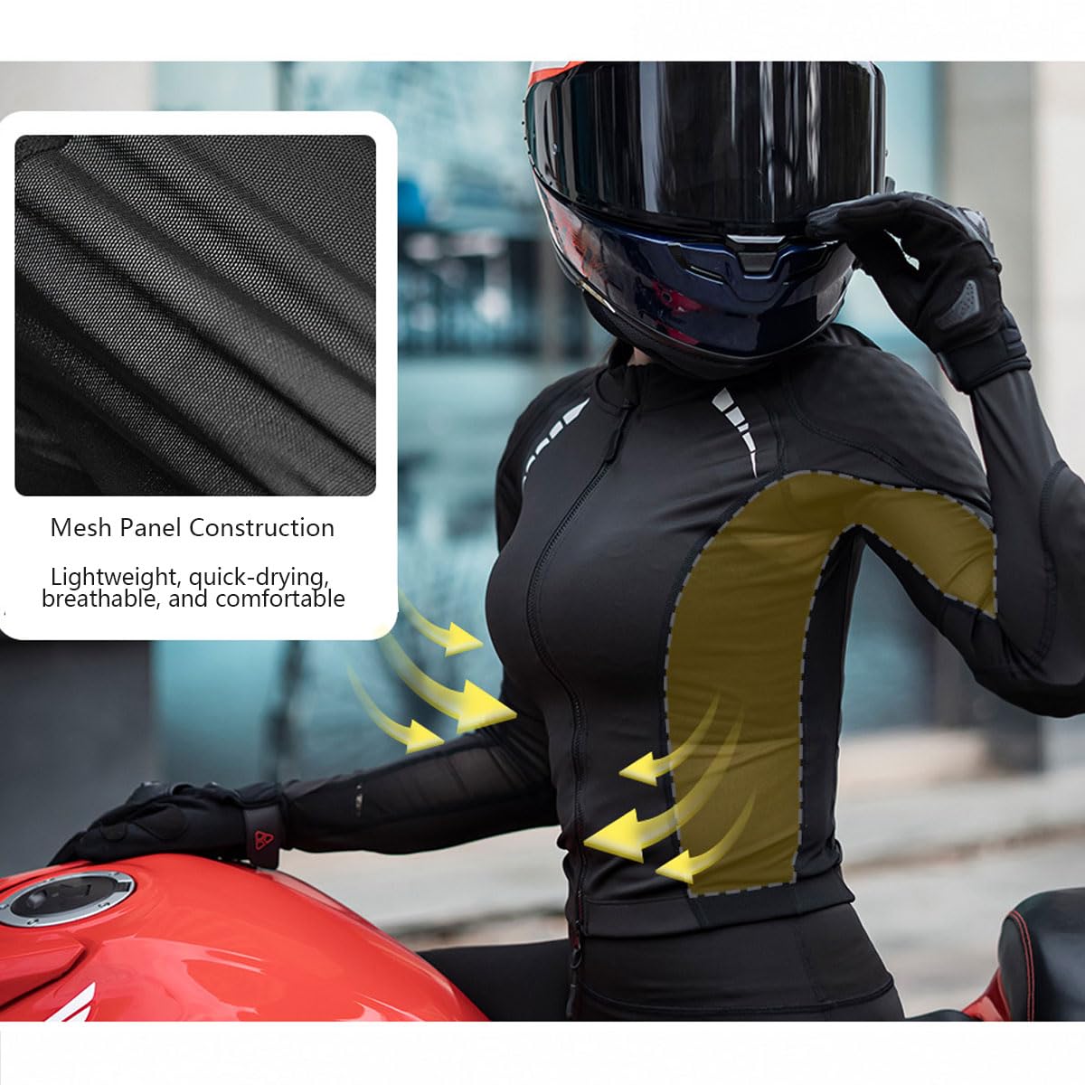 Completo Giacca e Pantaloni da Moto in Mesh Traspirante per Donna con Protezioni Certificate CE, Abbigliamento Protettivo Anti-Impatto per la Guida Estiva(Size:M,Color:Nero)