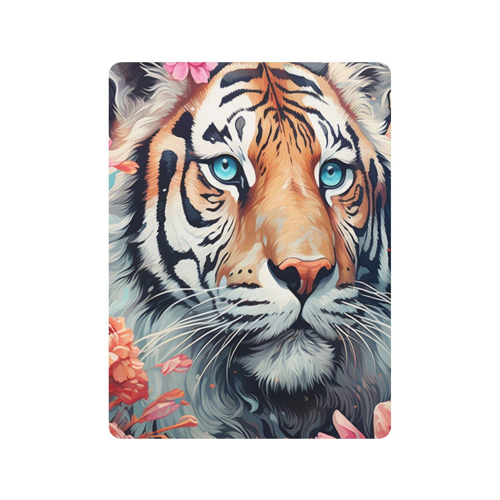 Tigre PatróN De Flores Sábana de Cuna para Niños Pequeños,Sábanas de Algodón Suave para Bebés Aptas para Colchón Corralito