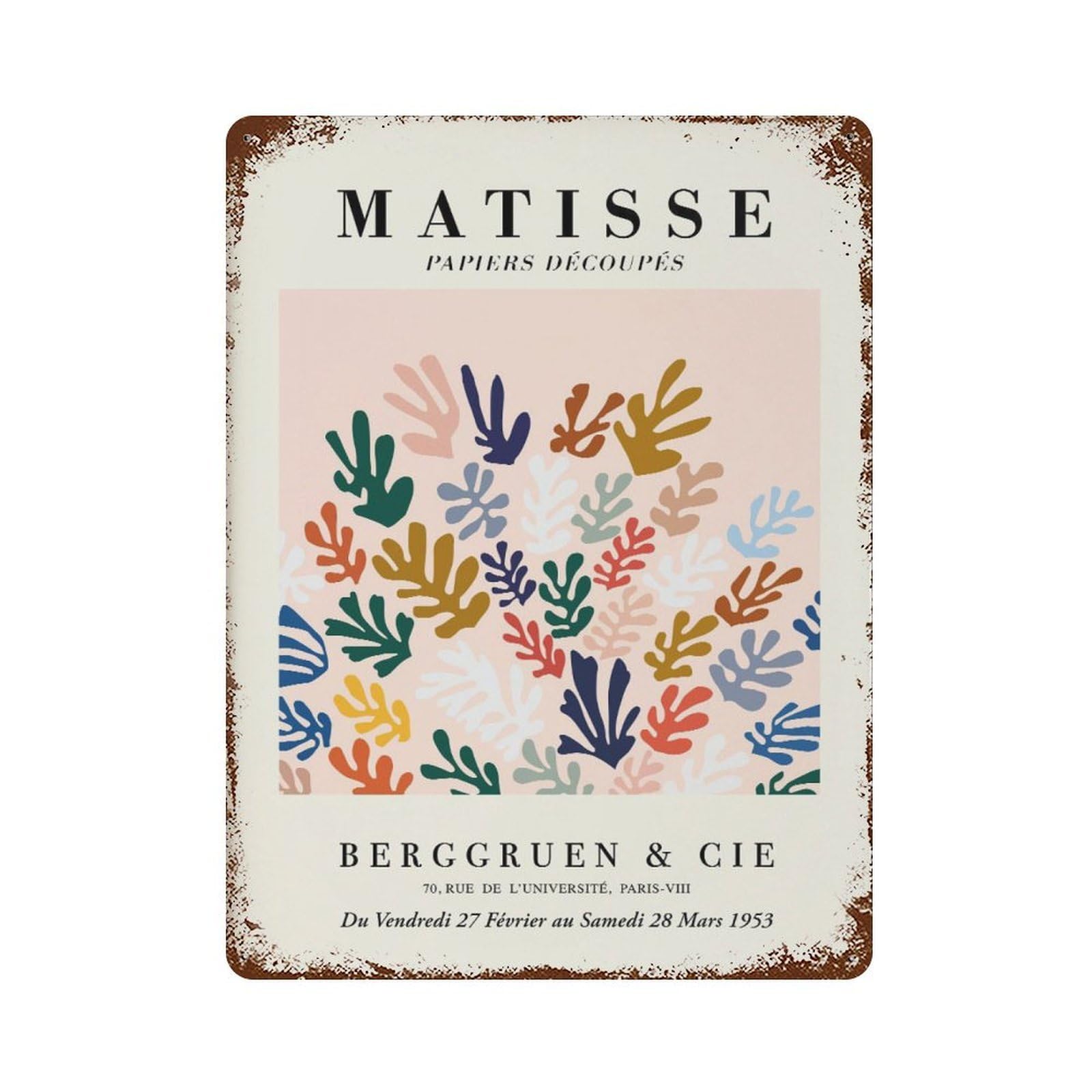xiaoxiaoshen Matisse Cutouts Exhibition – Vintage Modern Wall Decor Art Metal Tin Poster Modern Home Decor Art Home Bar Shop Decorations Vintage Sign 40x30cm