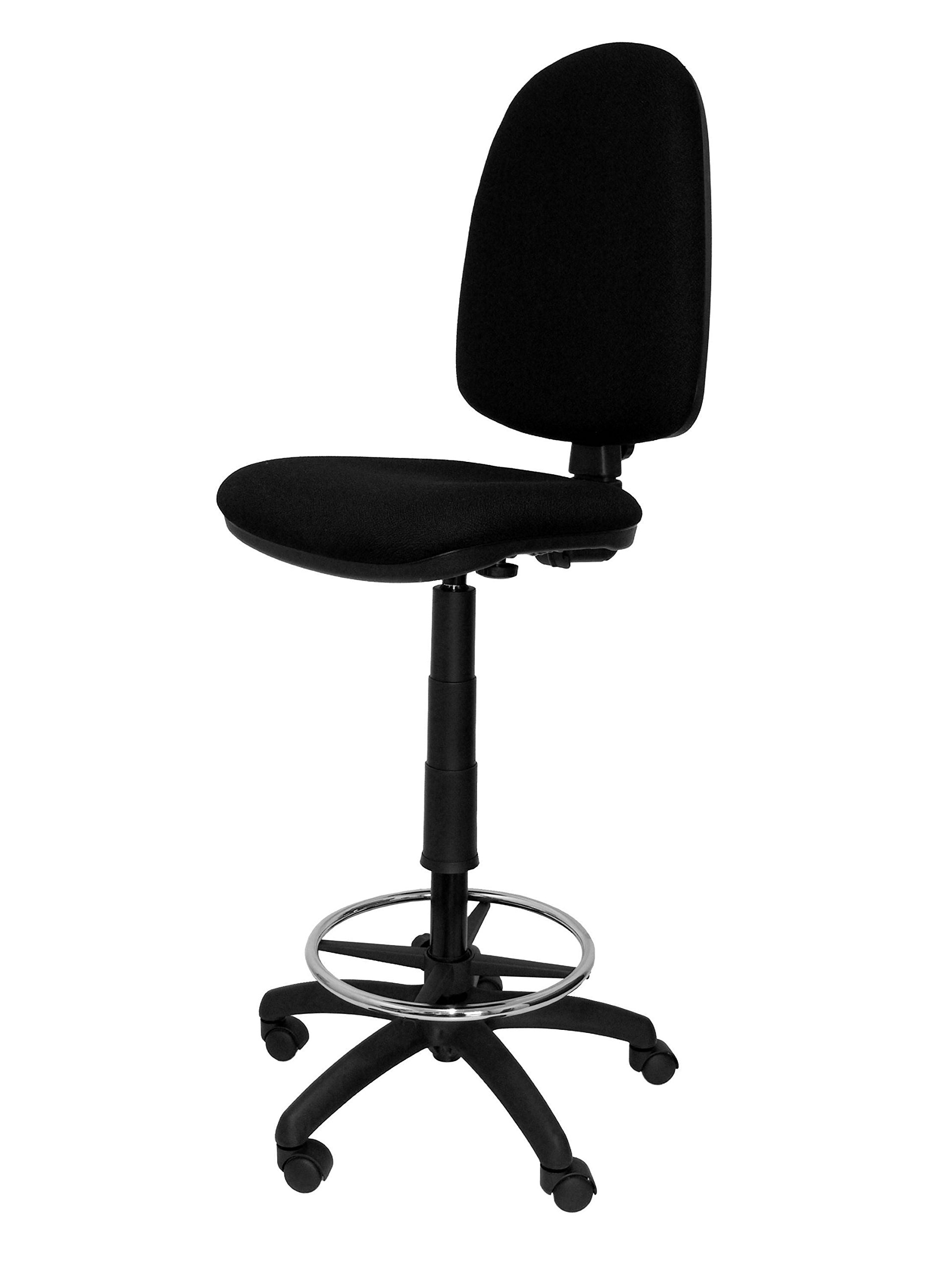 Piqueras y Crespo T04CP Sgabello ergonomico, altezza regolabile e anello poggiapiedi nero