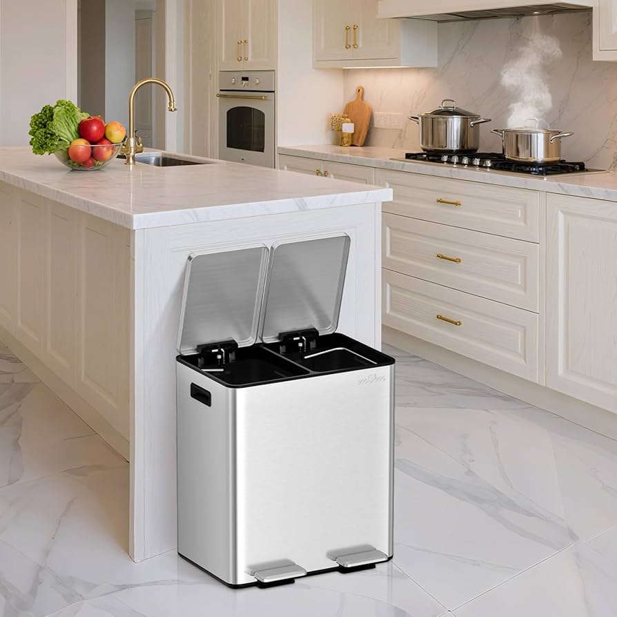 Amazon｜mVm ゴミ箱 40L 横型2分別 2×20L ダストボックス ペダル式 蓋