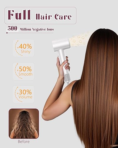 Miniatura 3 de YEEGOR Secador de pelo, secadora de alta velocidad de 110000 RPM con motor sin escobillas para secado rápido, secador de pelo iónico profesional,