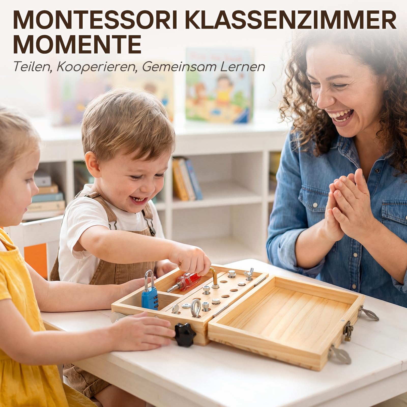 Lehoo Castle Montessori Spielzeug ab 3 4 5 Jahre, Kinder Werkzeugkoffer mit Werkzeug Motorikspielzeug Holzspielzeug Schraubendreher Busy Board, ADHS & Autismus Sensorik Spielzeug Geschenke