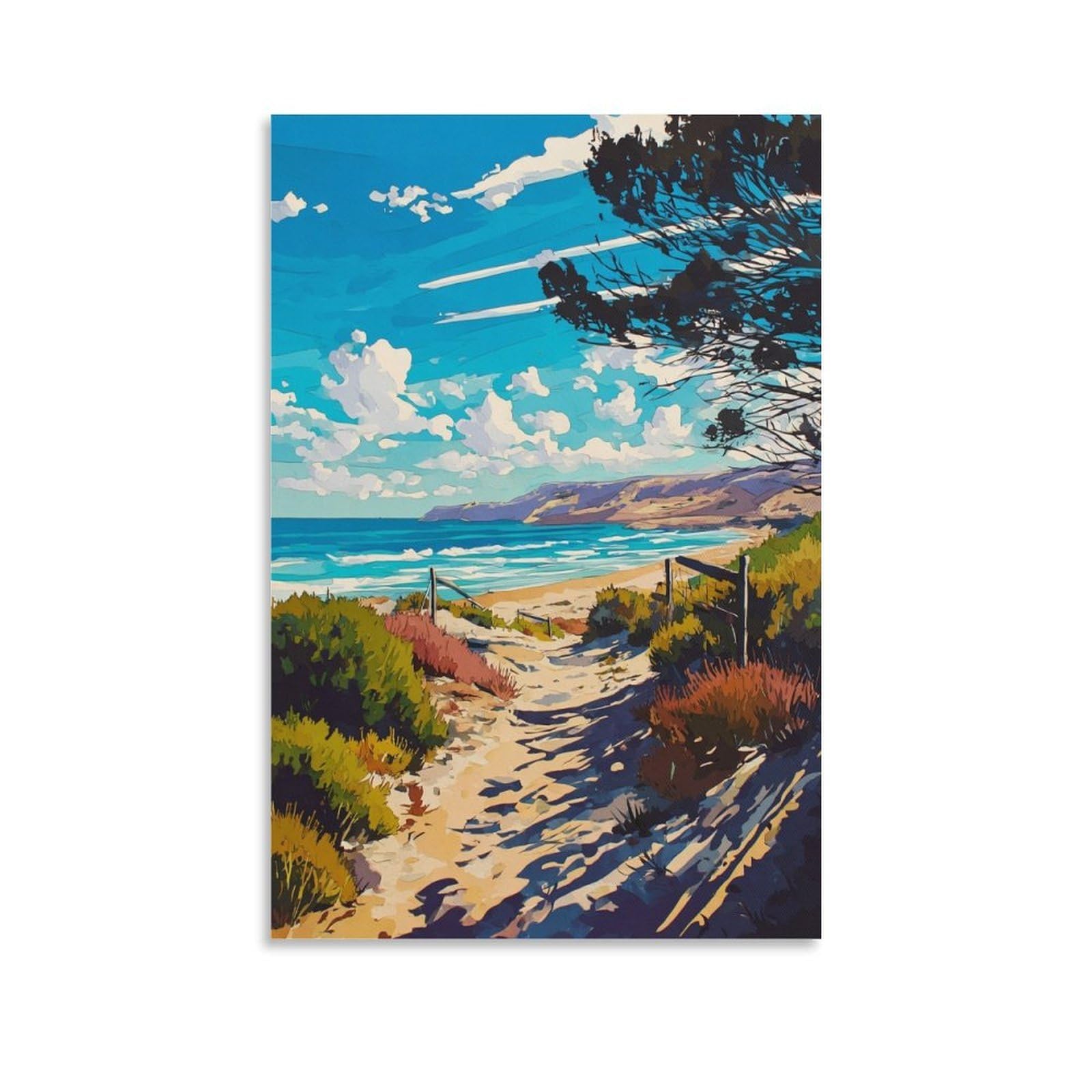 Cambrillo Beach Poster 20x30inch(50x75cm) Vintage Watercolor Canvas Art