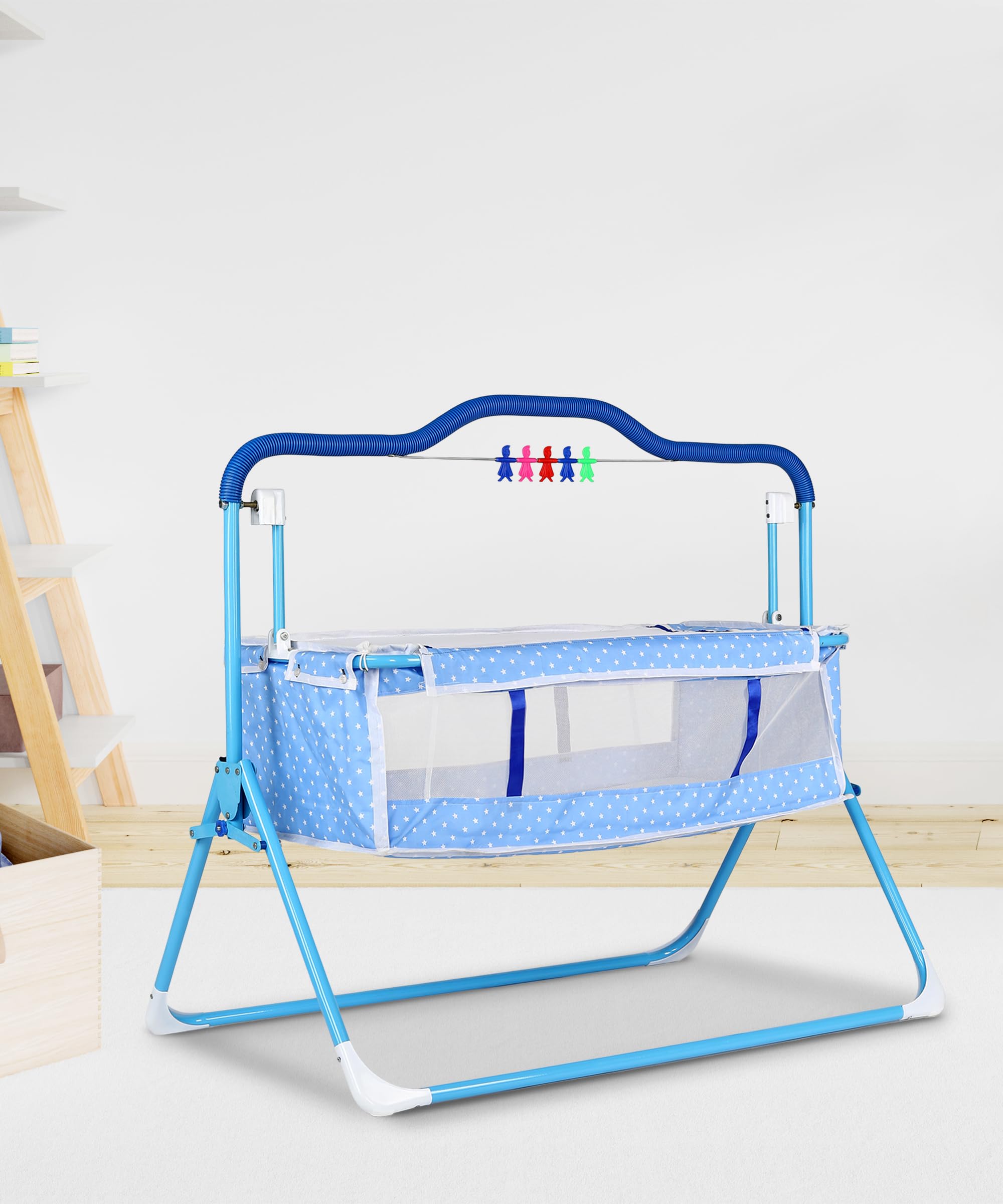 SafeChamp Sweetie Pie Baby Crib Bassinet Cot Swing Cradle Pink Bassinet and Toy (Blue)