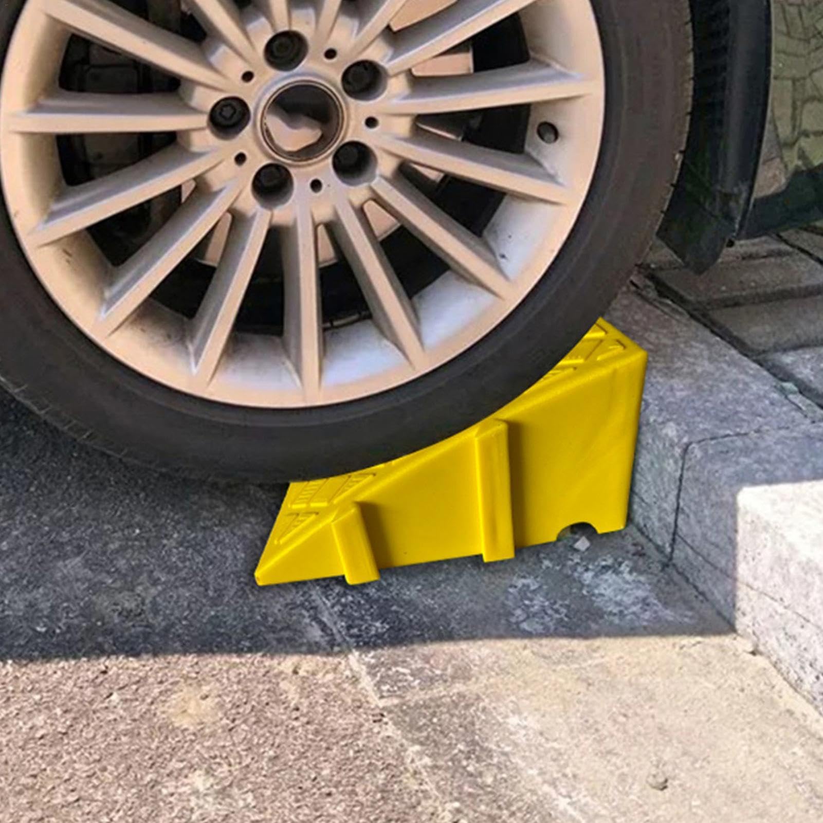 Generic Car Curb Ramp - Lightweight Curb Ramps | Heavy Duty Threshold Ramp | Small Step Ramps for Cars | Threshold Ramp Set for Low Cars Loading Dock Bike Motorcycle Wheelchair Mobility, Yellow