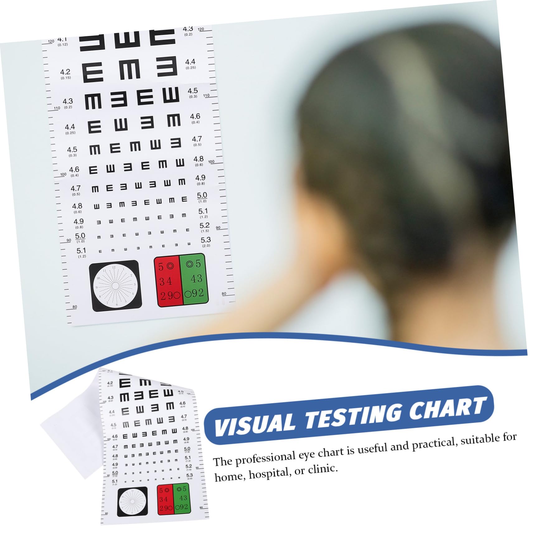 KICHOUSE E Visual Test Chart Visual Test Wall Chart Plastic Vision Eye Testing Chart