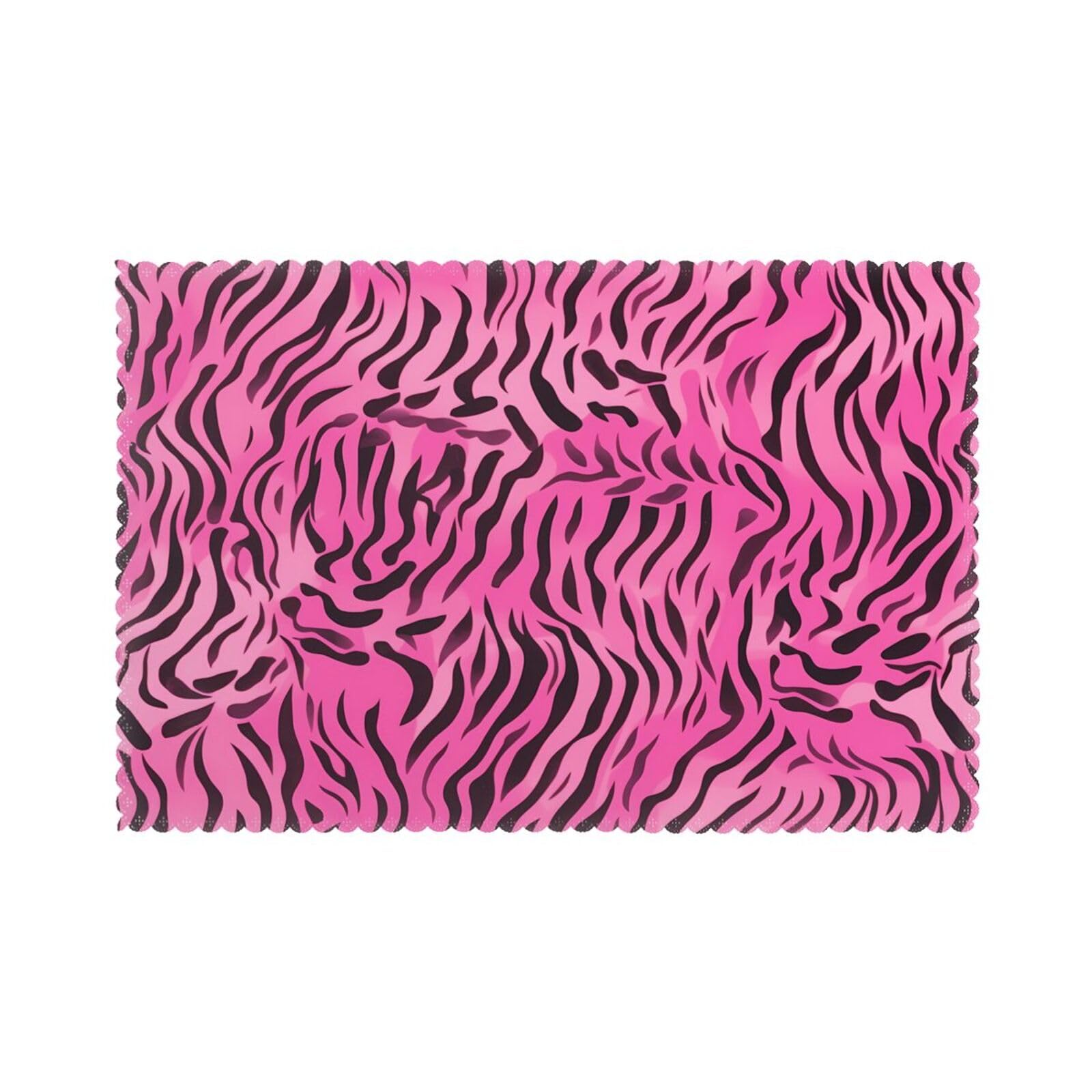 WHJSHOP zebra tiger leopard pink Prints Placemats Set of 6 12x18in - Heat Resistant Table Layers for Homes, Hotels & Stylish Dining
