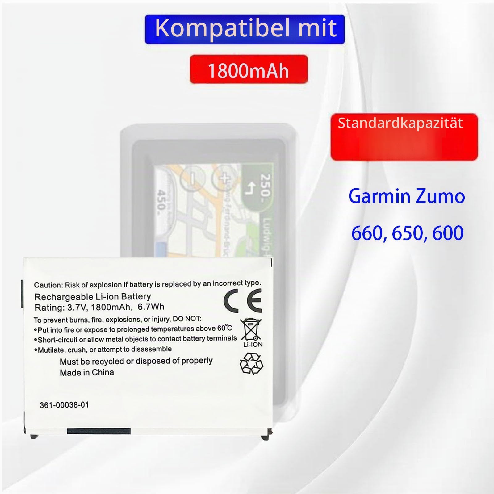 361-00038-01 ersatz akku Kompatibel mit Garmin Zumo 660, 650, 600