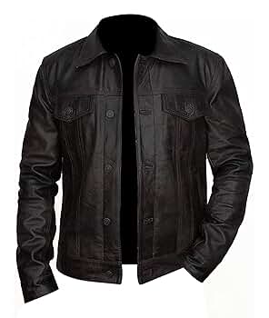 ジャケット・アウター O vintage clothing NM-Fashions Men's Black Vintage Trucker Jacket Slim Fit