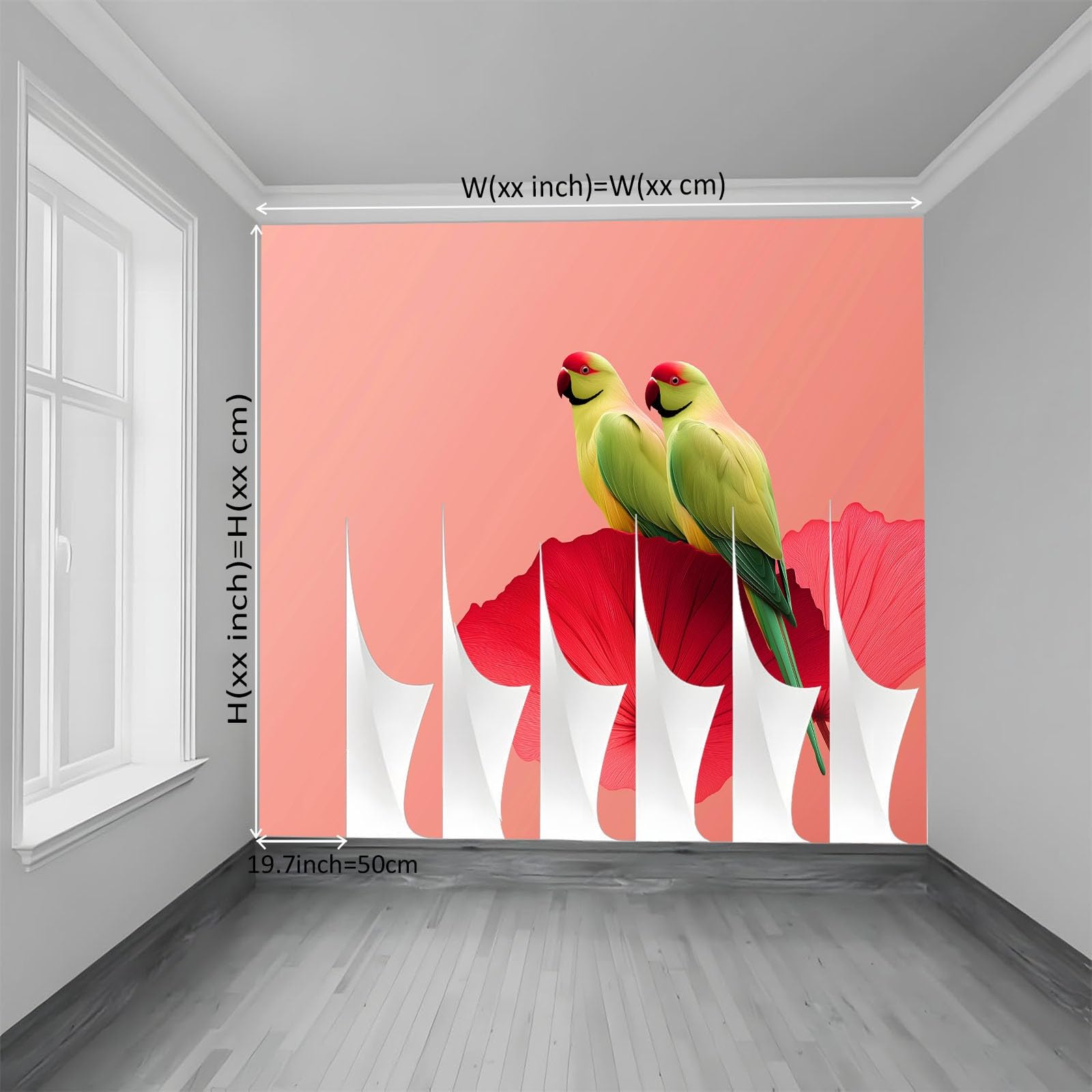 Générique Panoramiczna tapeta 500 x 280 cm zwierzęta papugi liście lotosu włóknina XXL fototapeta dekoracja ścienna gobelin salon sypialnia - tapeta Trompe l'eil efekt 3D, różowa