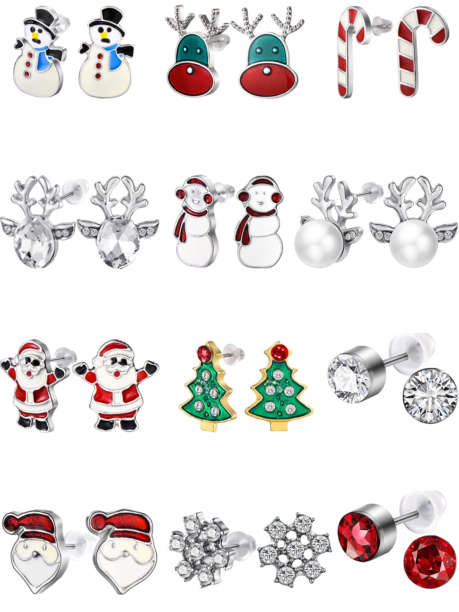 Orecchini Pendenti Natalizi Per Donne - Set Con Pupazzo Di Neve, Fiocco E Babbo Natale - Foto 9
