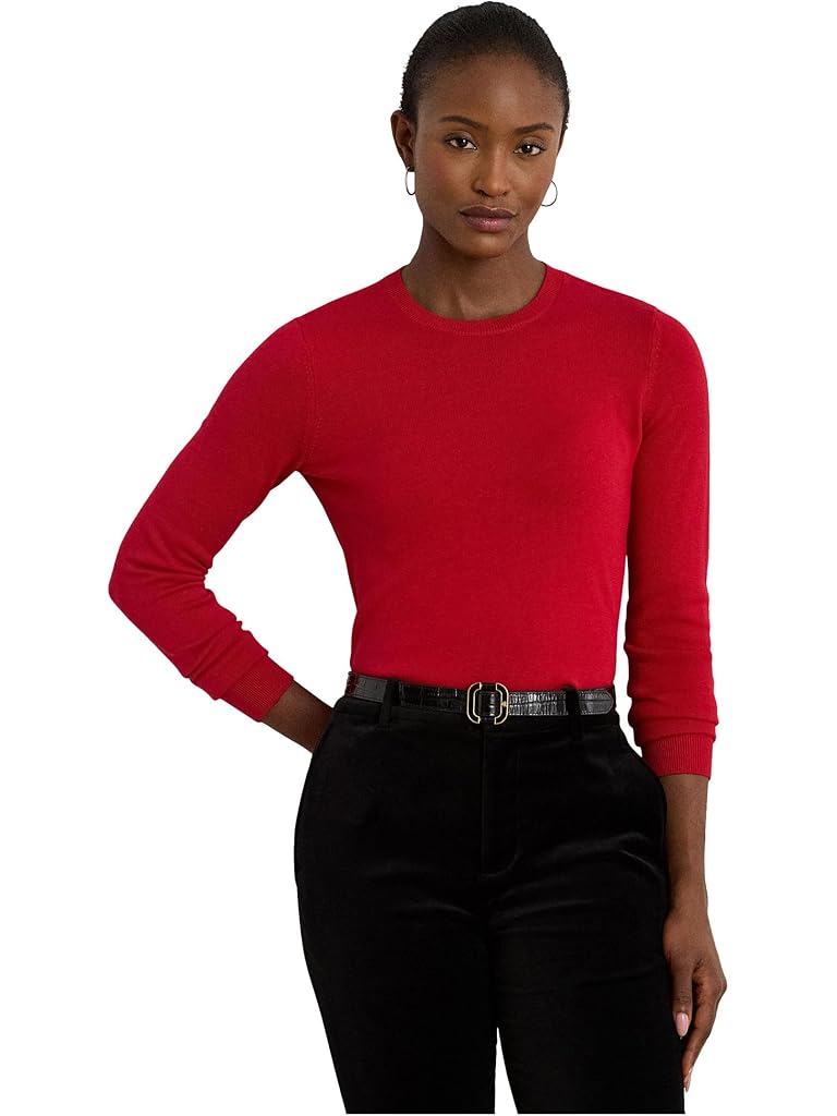 Red Lauren Ralph Lauren Petite Cotton-Blend Sweater