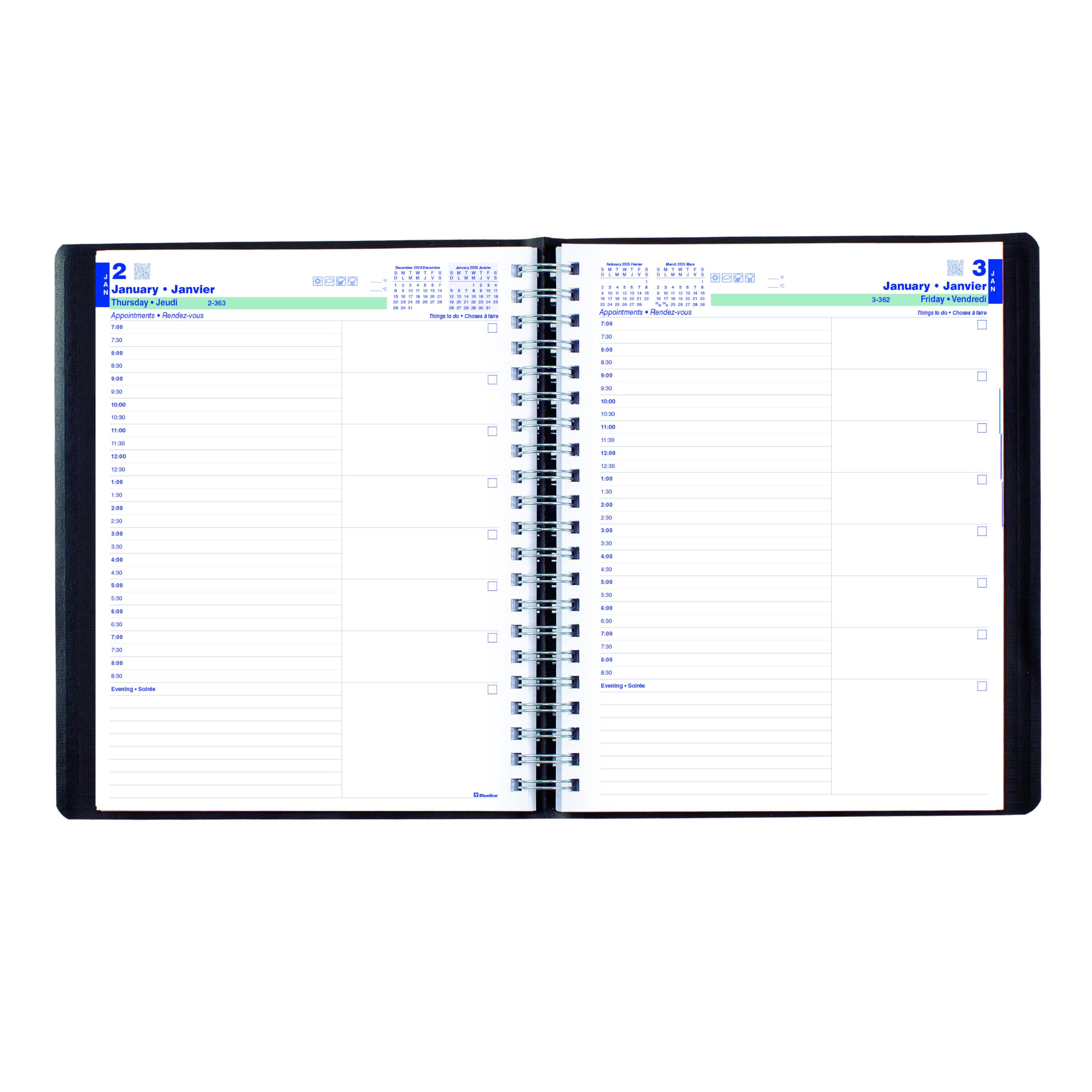 English Essentials Planner Twin-wire Binding Planner Blueline 2024 Essential Daily Professional ...