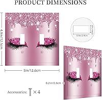 Vista 5 de Placa de pared de doble palanca de 2 cuadrillas con diamantes brillantes con diamantes, bonito ojo fucsia, placa frontal decorativa para dormitorio