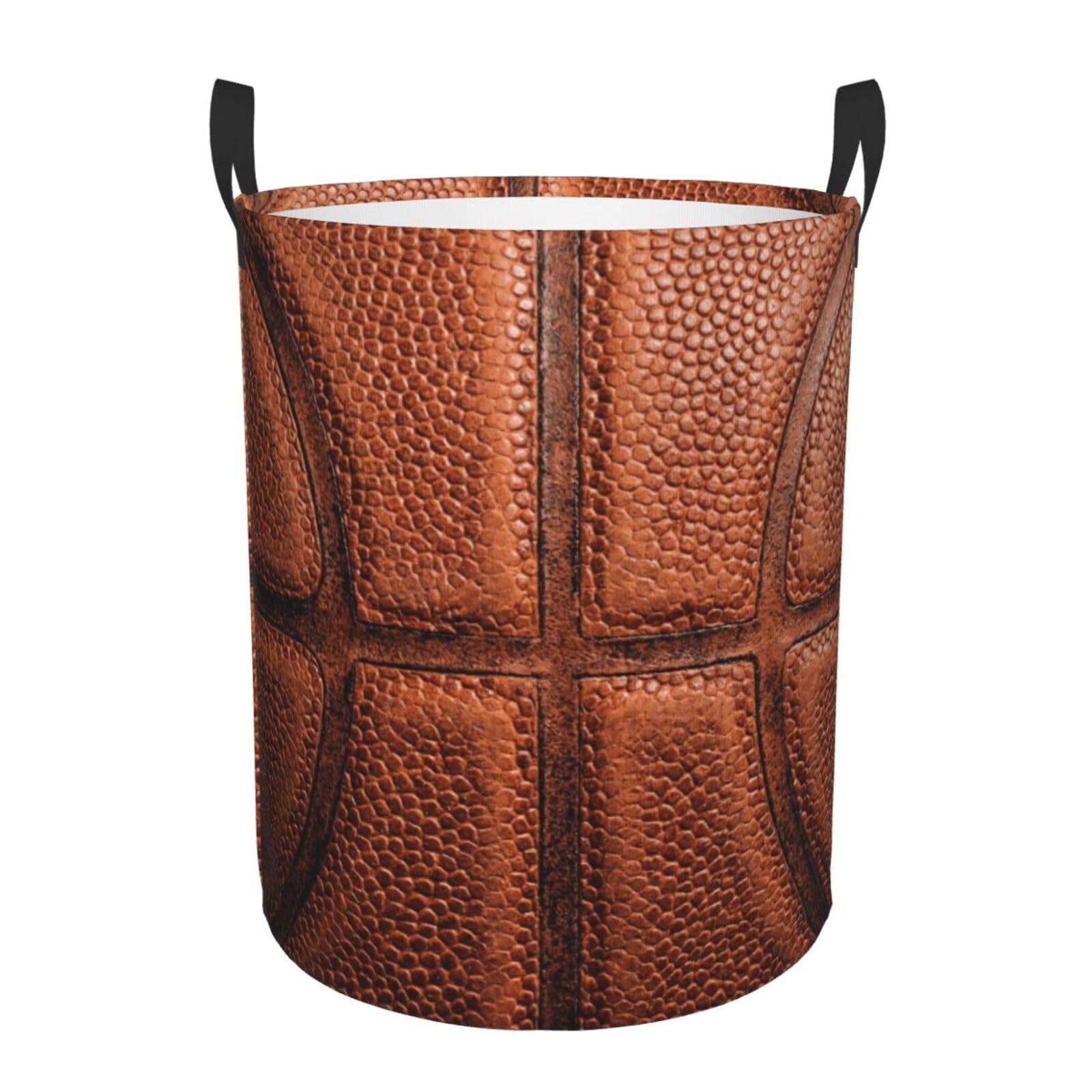Basketball Round Laundry Hamper Basket Ball Texture Storage Basket Toys Clothes Organizer Bin For Home Bathroom Bedroom Dorm Nursery, 38l