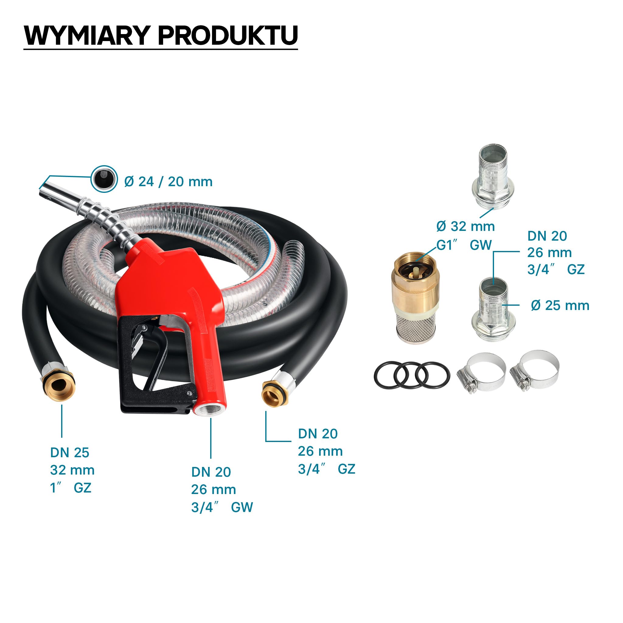 Wiltec Pompa do oleju napędowego i opałowego 750 W 80 l/min, samozasysająca z wbudowanym licznikiem, wężami i pistoletem