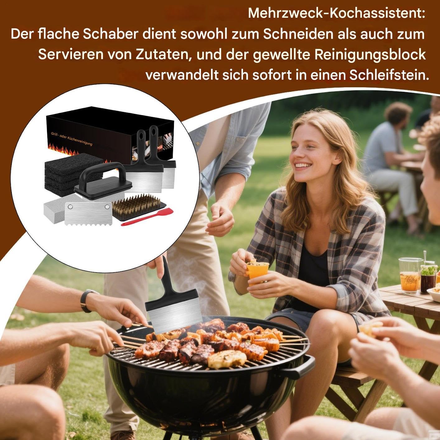Juego de Limpieza para Parrillas, Almohadillas de Limpieza para la Parrilla, desengrasante ergonómico Resistente al Calor para Rejilla en casa y Cocina Profesional
