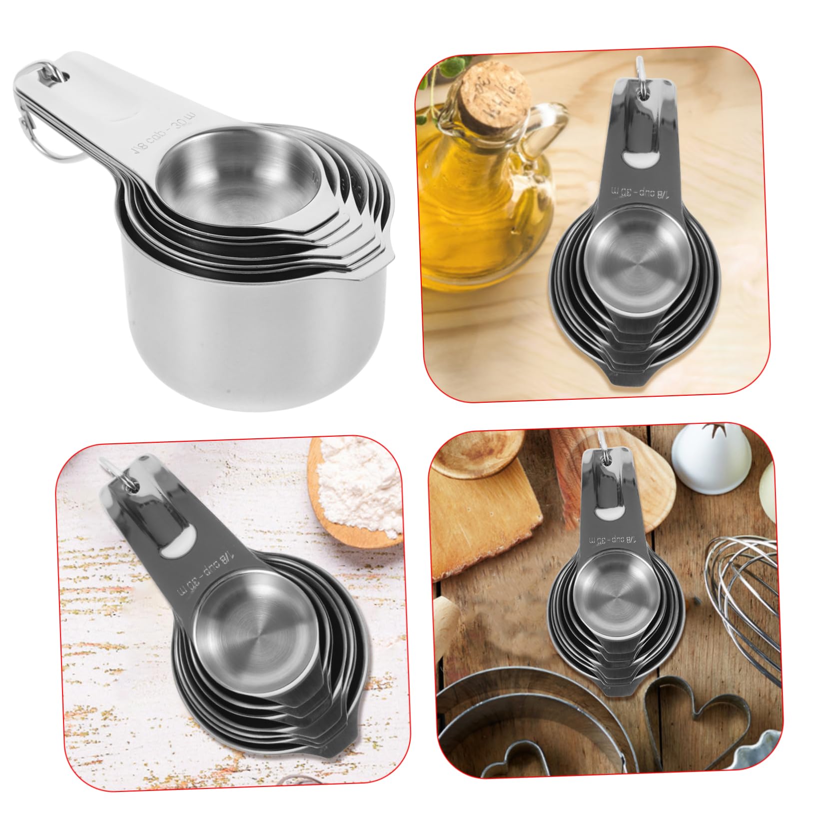 LABRIMP Ensemble de Tasses à Mesurer Facile à Ranger en Acier Inoxydable avec Design Empilable Élégant 30ml à 240ml Cuisine et Pâtisserie