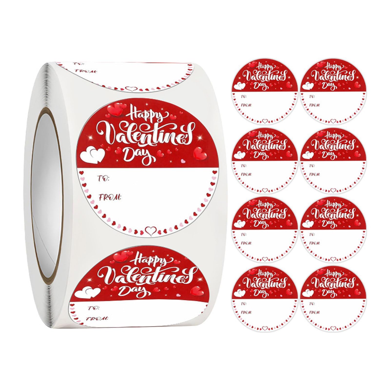 Buxuaaaa 500Pcs Valentines Day Sealing Sticker 50mm Writable Round Seal Sticker Adhesive Wrapping Label for Envelope Card Adhesive Heart Label