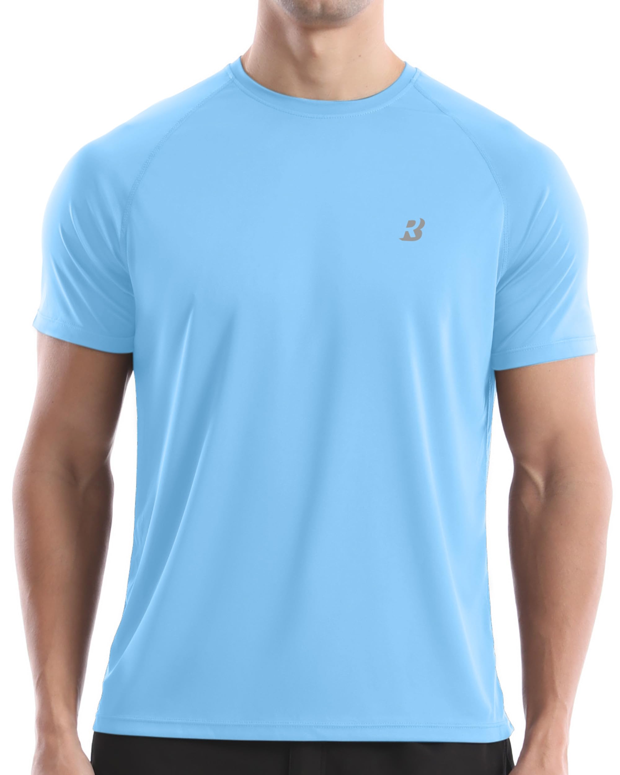 Men's Rash Guard Short Sleeve, UPF 50+ UV Sun Protection Swim Shirts, Quick Dry Lightweight Water Surf Beach T-Shirt