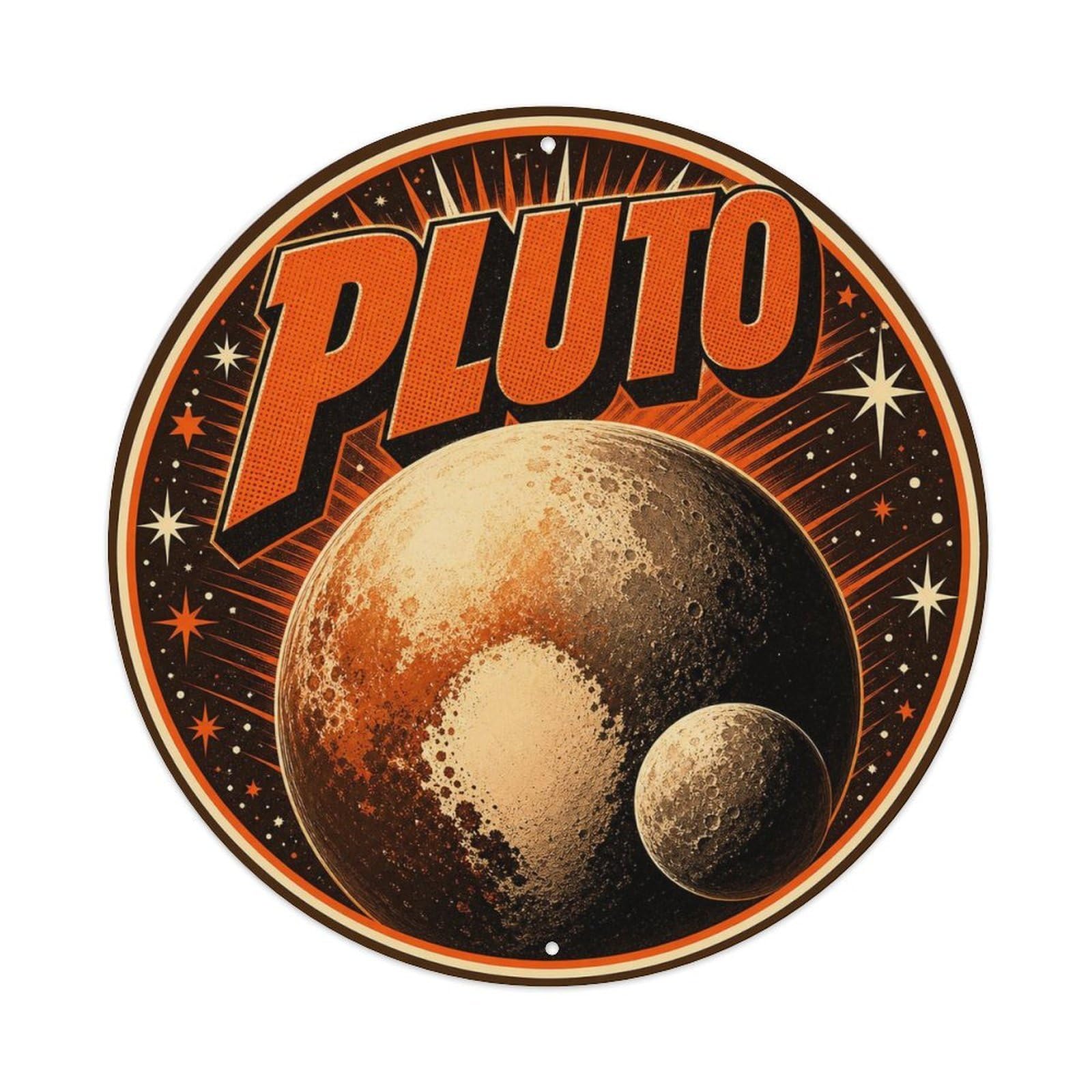 Retro Space Pluto Dwarf Planet Astronomy Metal Tin Sign