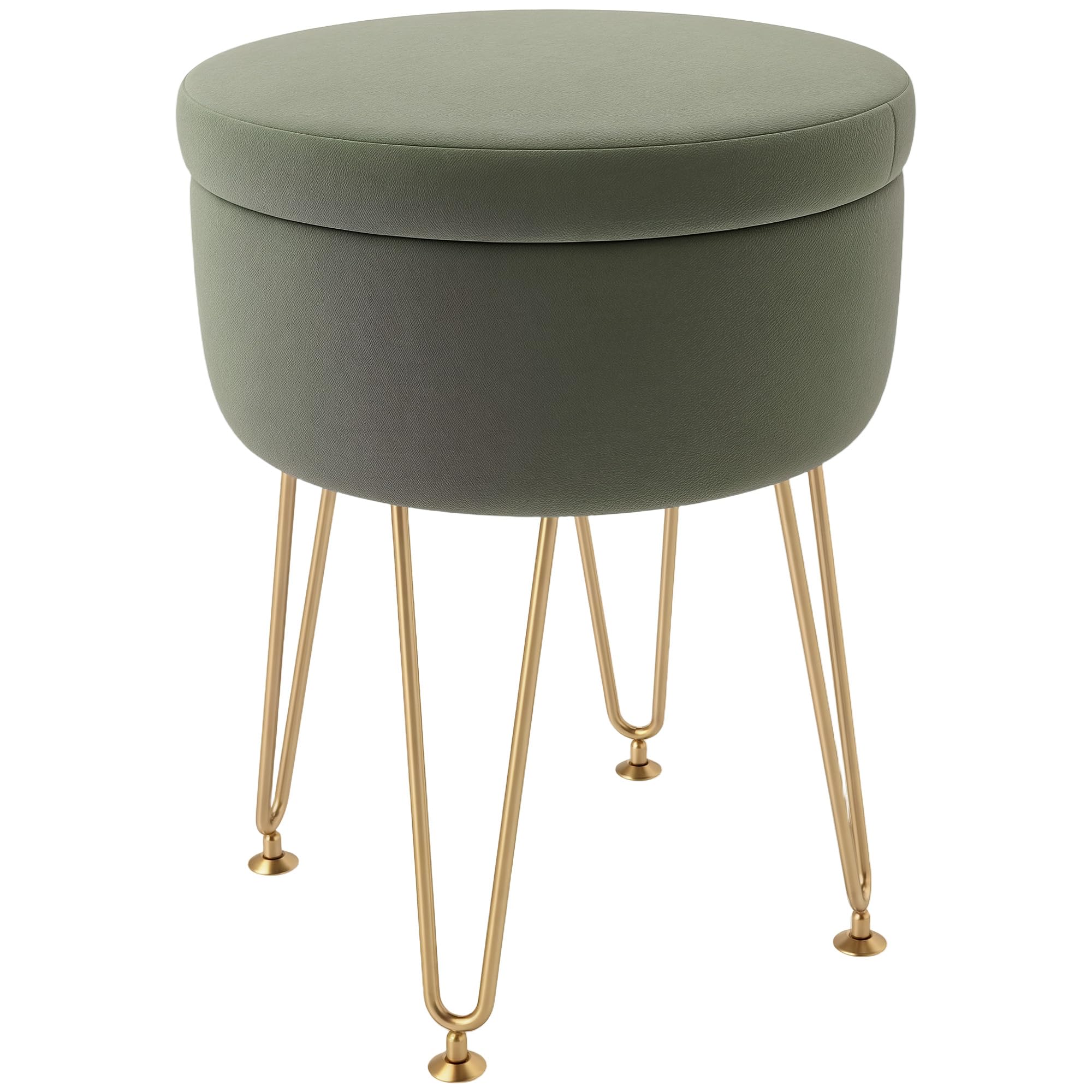 Homcom Green 5L Velvet Footstool With Removable Lid For Bedroom