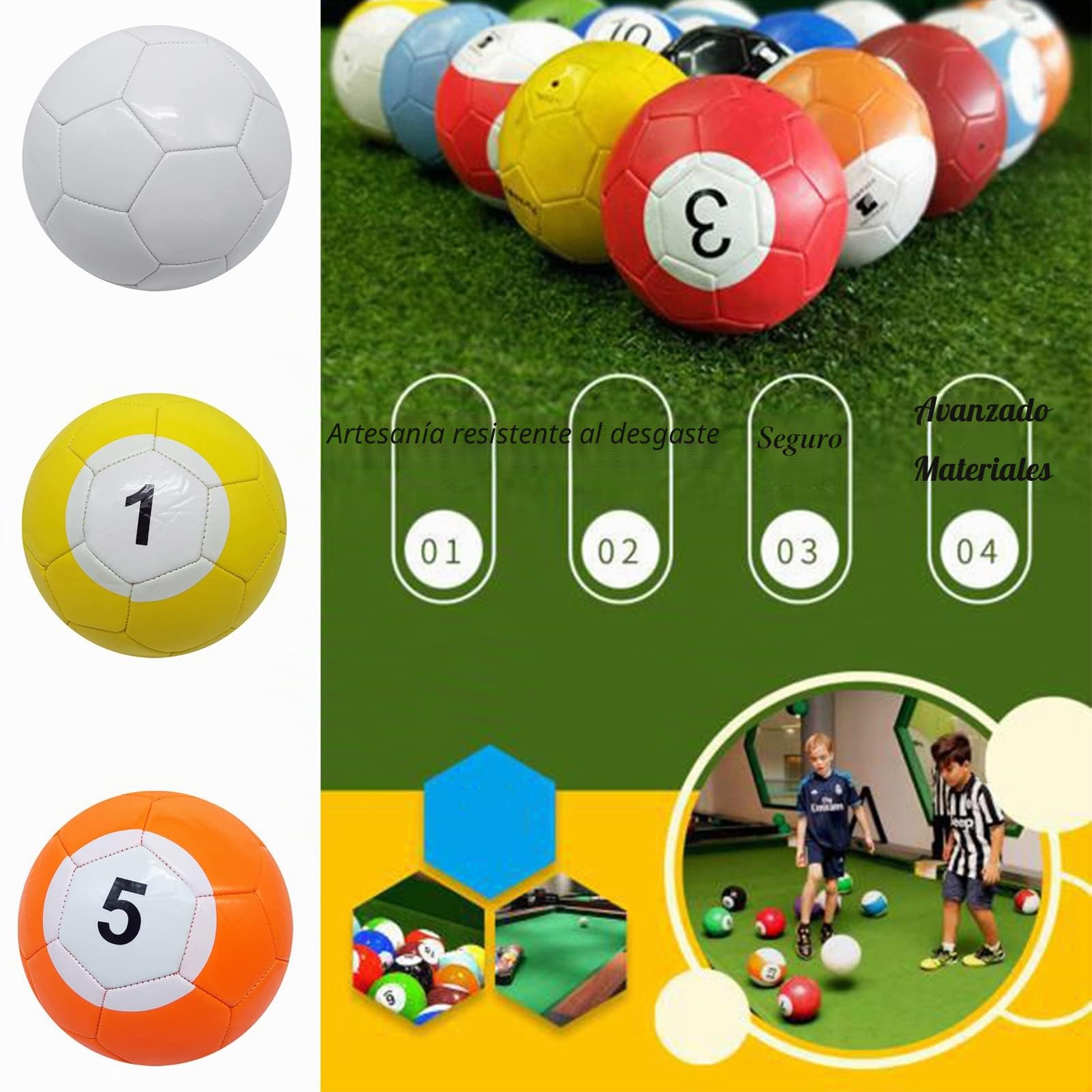 EviKoo Pelota de Fútbol de Snookball Footpool Juego de Billar Gigante 16 Unidades Bolas de Billar, Juego de Fútbol Snooker Entretenimiento de Juegos al Aire Libre para Adultos, Regalo,5.9inch