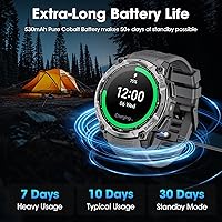 Vista 7 de Reloj inteligente militar para hombre con GPS, llamada Bluetooth AMOLED de 1.43 pulgadas, linterna LED, reloj táctico resistente para Android iOS