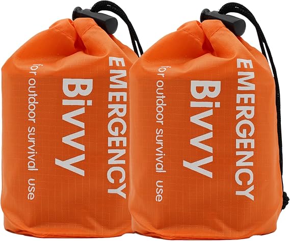 2 PCS Emergency Sleeping Bag,Bivvy Bag,Survival Sleeping Bag,Camping Bivy Sacks,Emergency Blankets,Survival Sleeping Bag for Camping and Outdoor Hiking