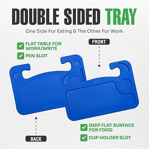 Miniatura 3 de lebogner Bandeja para volante, bandejas de comida para automóvil para comer, laptop, tableta, iPad o portátil, mesa de escritorio con gancho para