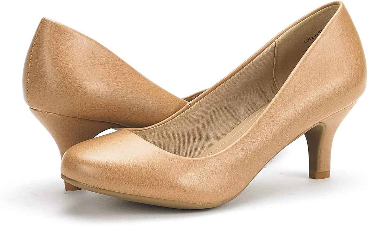 DREAM PAIRS Women's Luvly Bridal Wedding Party Low Heel Pump Shoes 5 Luvly-taupe-pu