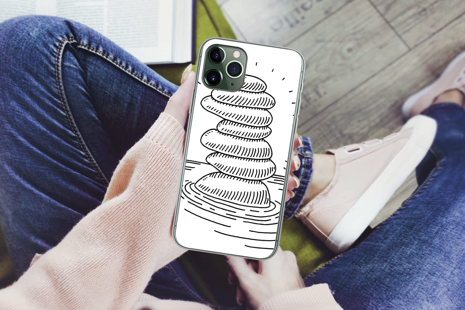 MuchoWow Funda para iPhone 11 Pro - Piedras Zen amontonadas en el Agua - Funda de Silicona/Funda Blanda para teléfono móvil