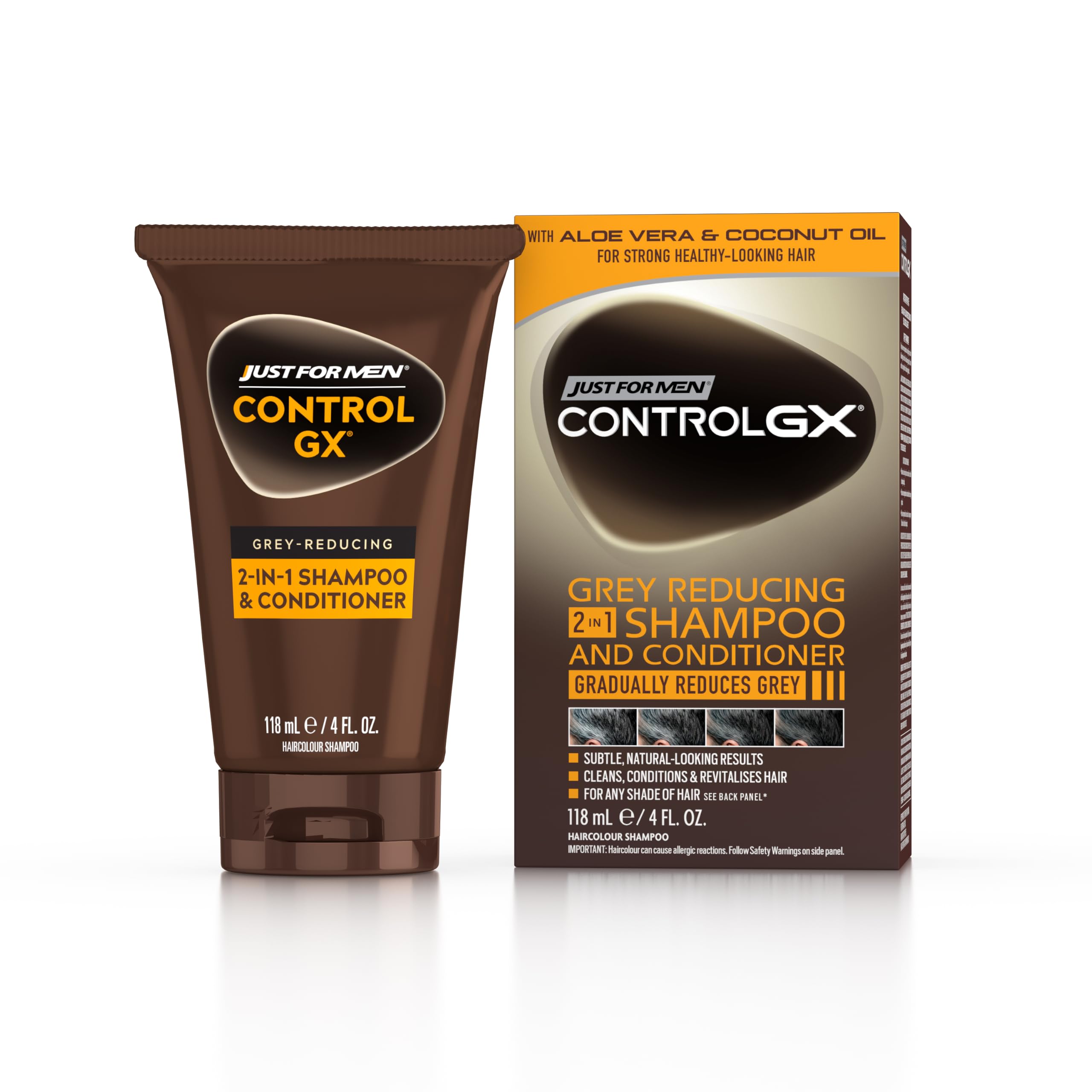 Just For Men Control GX 2-in-1 Grey Reducing Shampoo and Conditioner, 118ml
