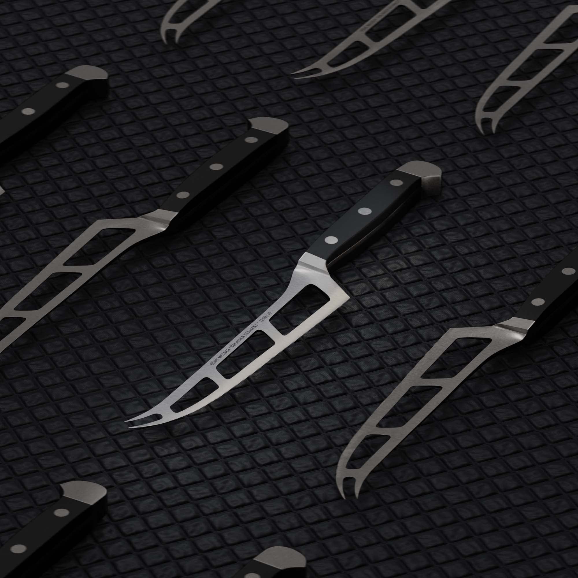 GÜDE Solingen - Weichkäsemesser geschmiedet, 15 cm, POM schwarz, ALPHA, Doppelkropf, Handmade Germany