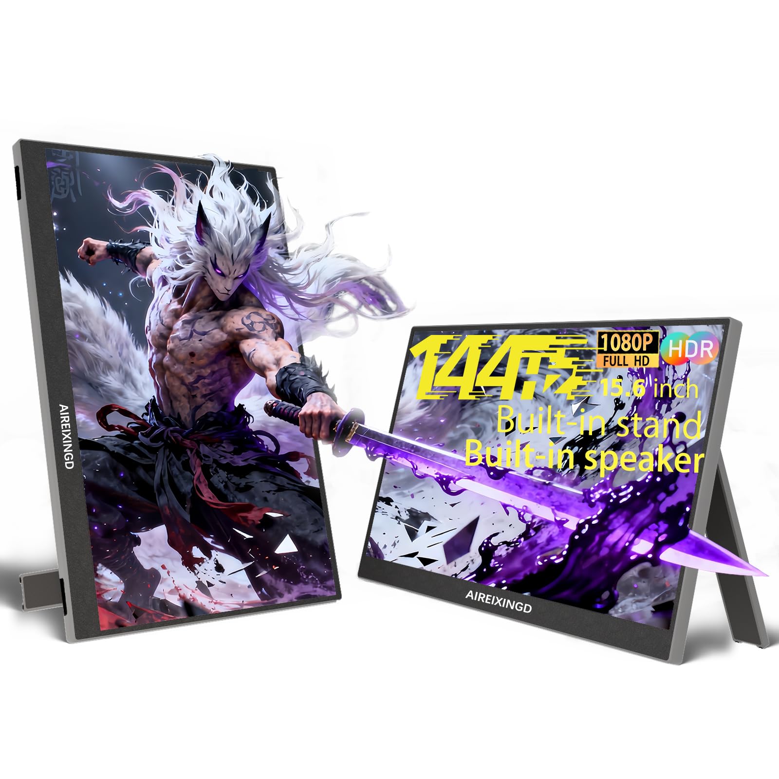 15 6 144Hz 1ms Portable Gaming Monitor 1080P FHD Kickstand Portable Monitor with HDR Matte LCD Display External