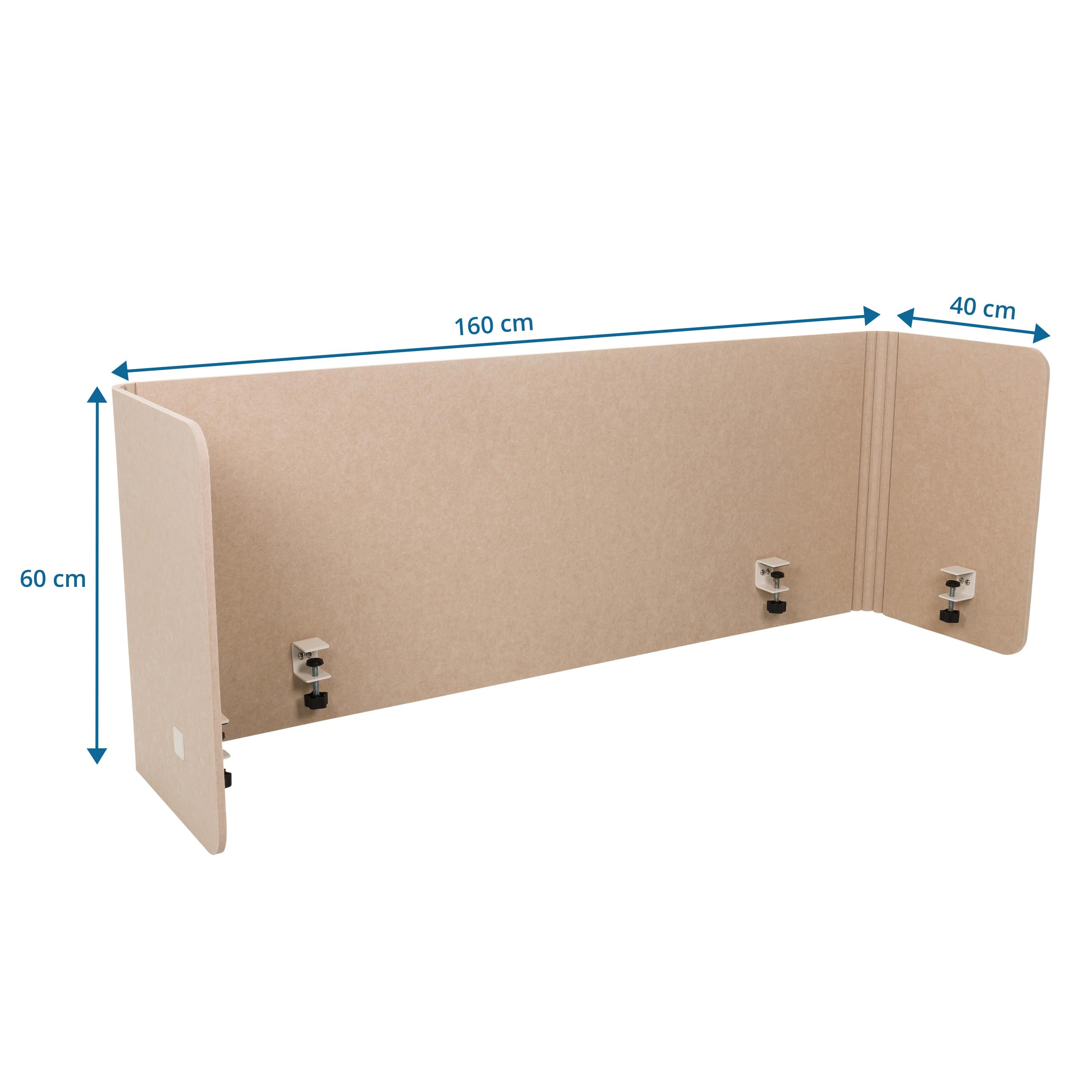 HJH Office Parete divisoria Acustica per scrivania FLEXMIUT U Schermo Privacy Utilizzabile Come Parete divisoria angolare o Frontale, Grigio