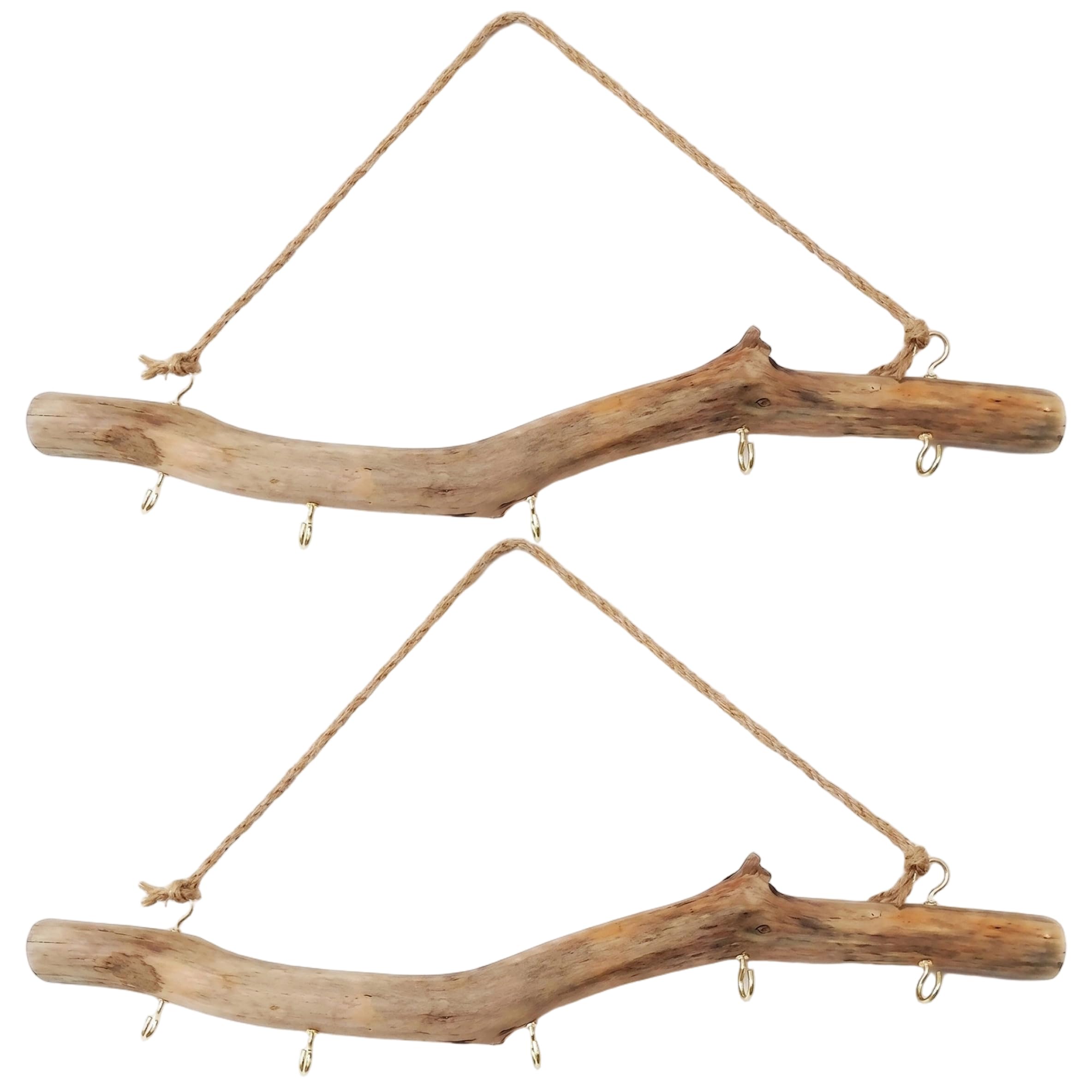 Faticenic Driftwood Wall Decor, 2pcs Driftwood Wall Decor Jewelry Hanger - Natural Hooks for Necklaces, Bracelets & Keys, 15.75inch, Garden Décor