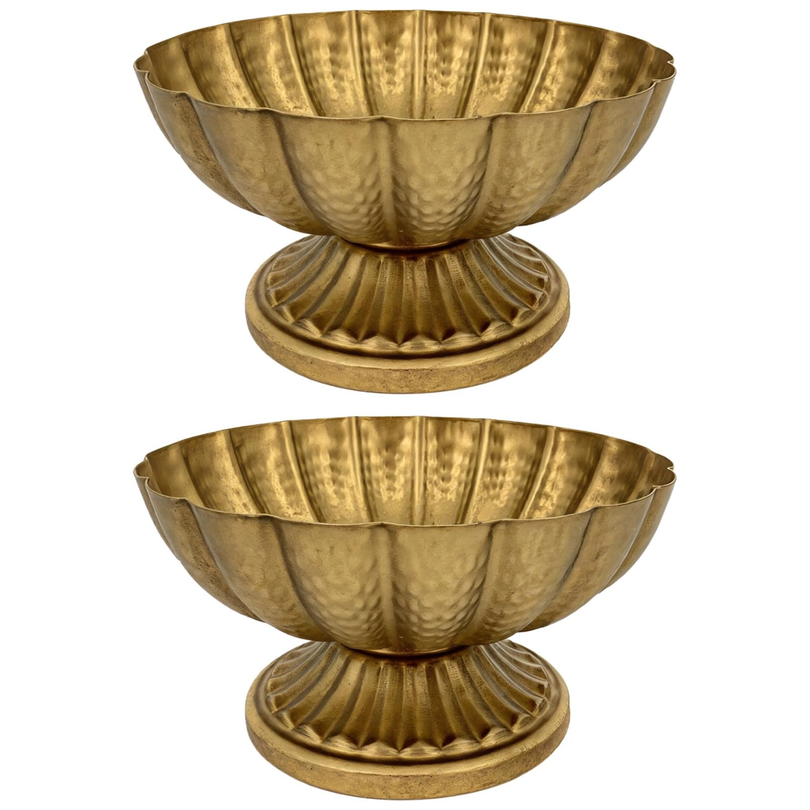 Bosreroy 2 Pcs Golden Compote Bowl for Centerpieces, Metal Pumpkin Vase for Weddings, Christmas, Parties, 7.4 X 3.9 in