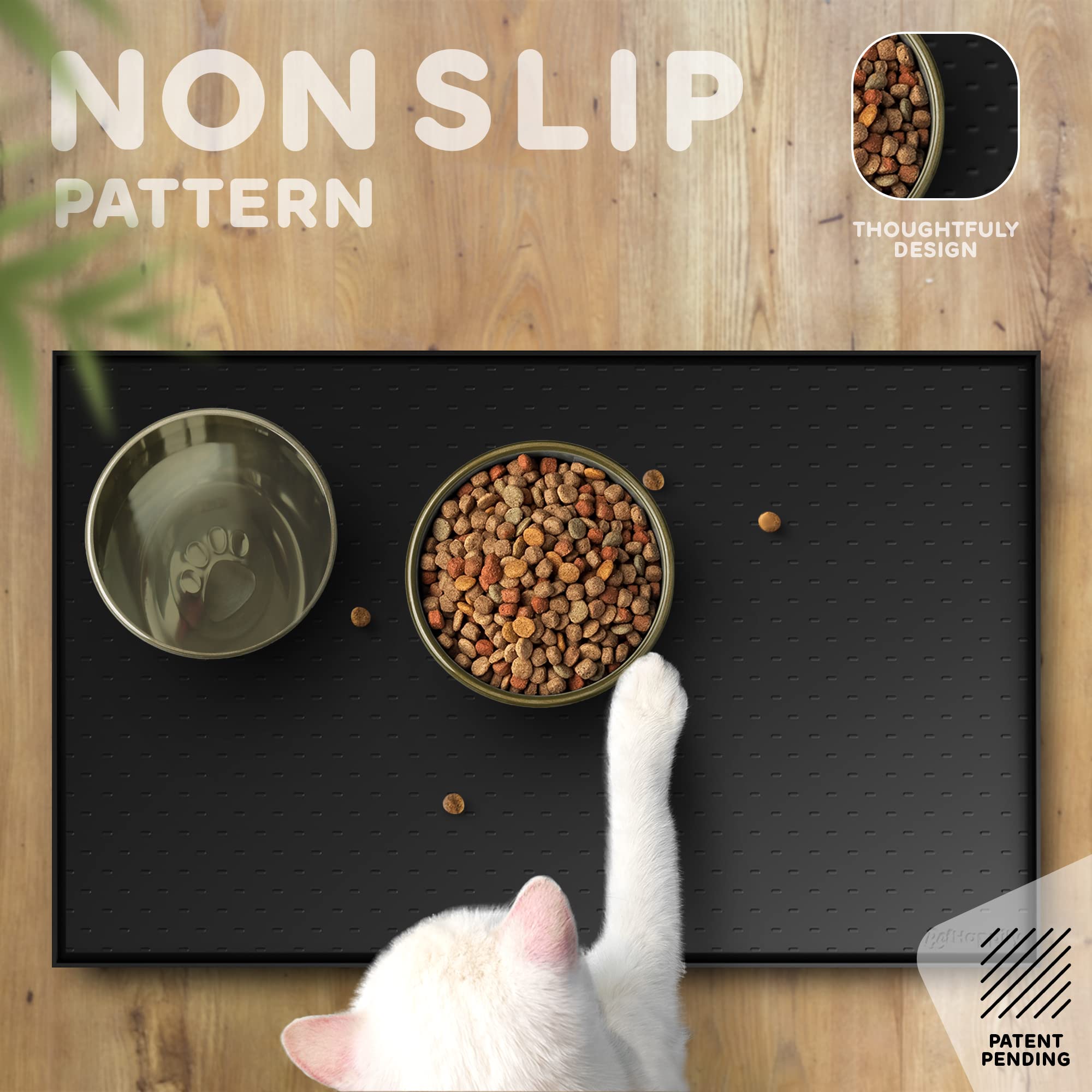 Tappetino per cibo per cani 28x18 Nero