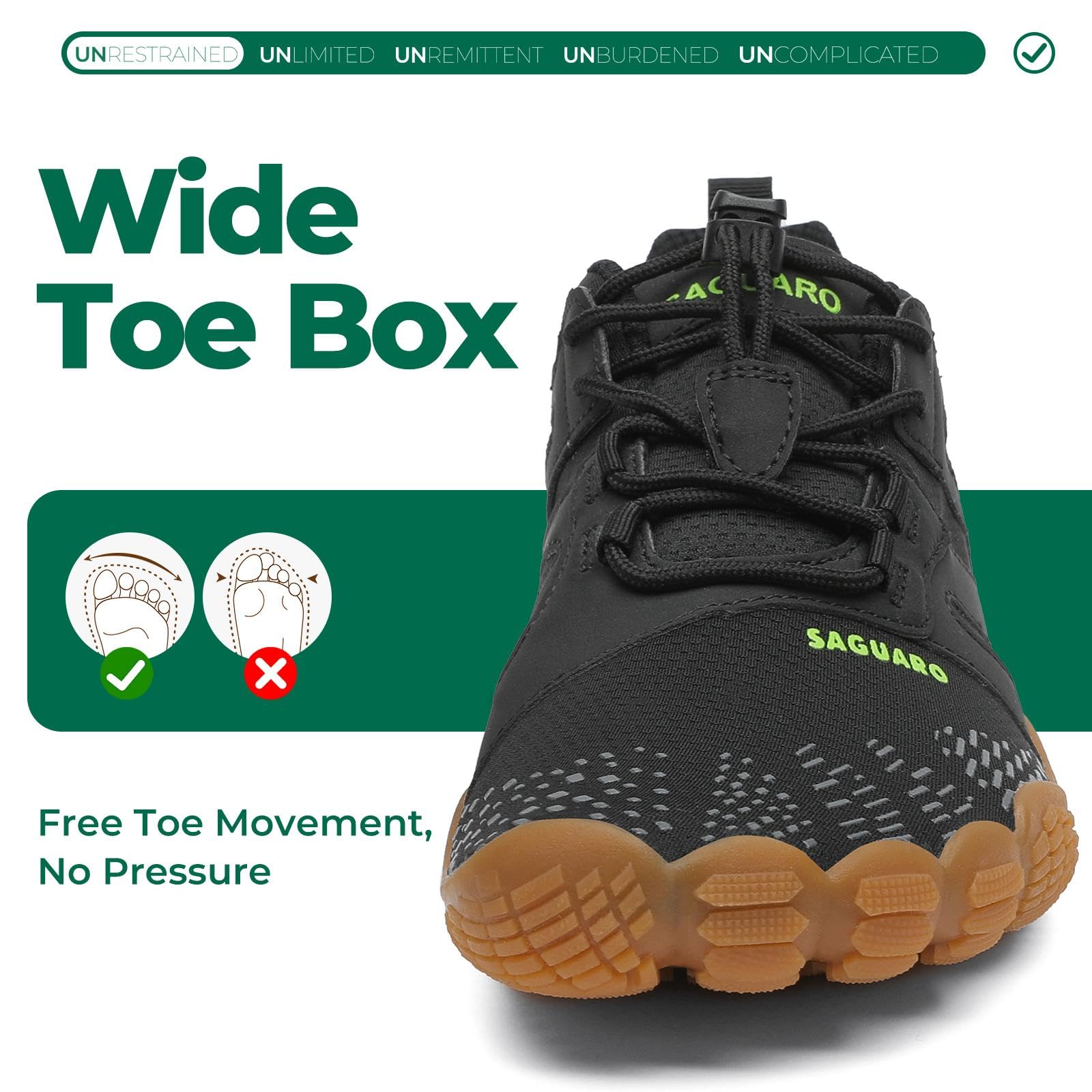 SAGUARO Scarpe da Trail Running Barefoot Uomo Donna Scarpe a Piedi Nudi Minimaliste per Palestra Trekking,GR.36-48
