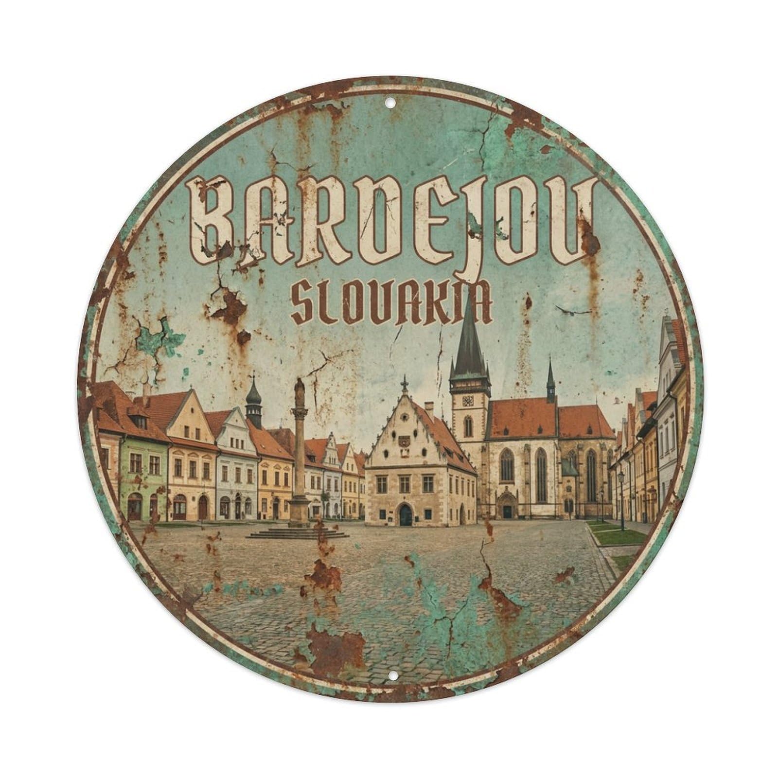 Xanthor Style Vintage Travel Slovakia Bardejov Metal Tin Sign